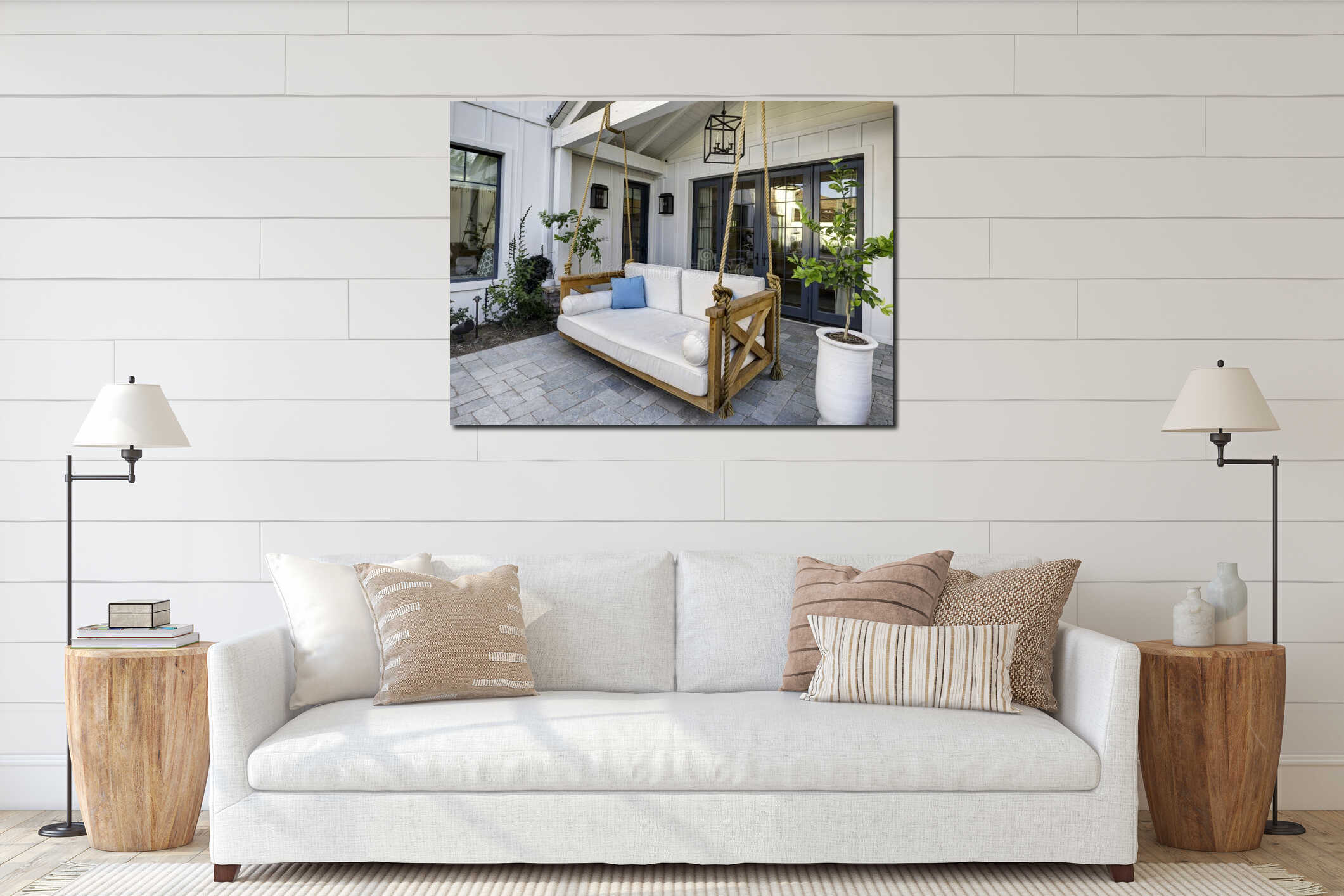 Canvas hanging interior mockup
