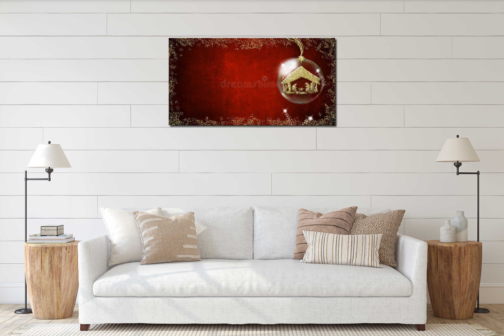 Canvas hanging interior mockup