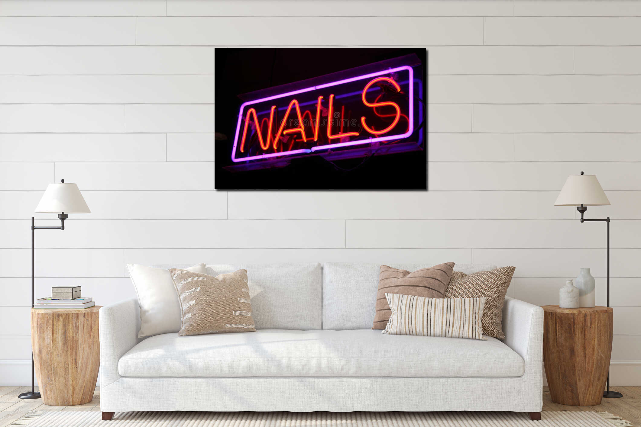 Canvas hanging interior mockup