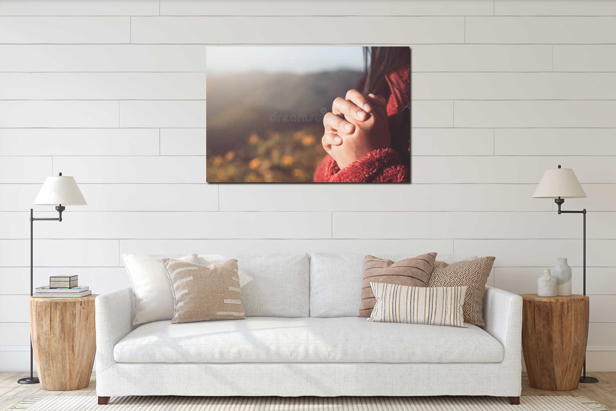 Canvas hanging interior mockup