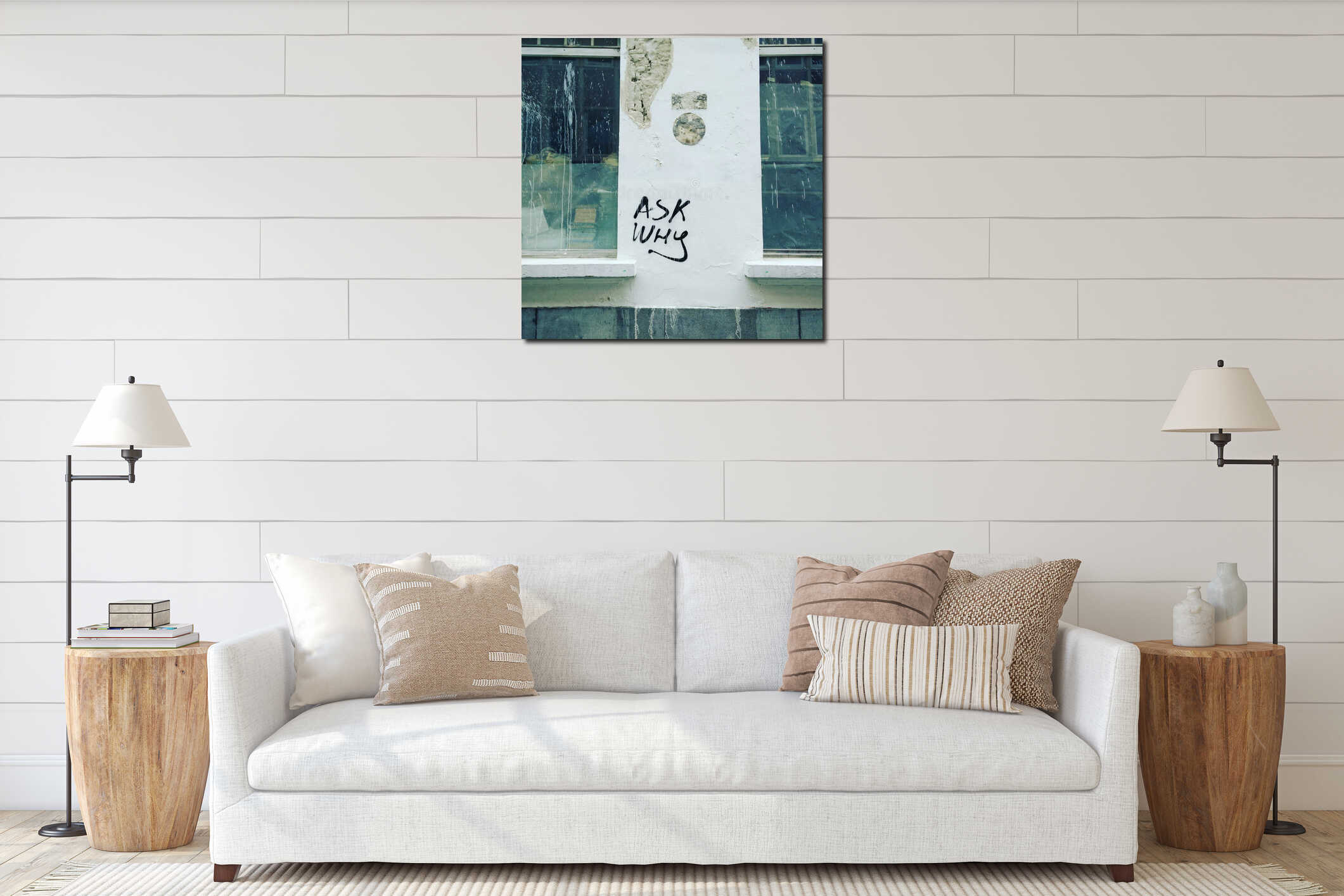Canvas hanging interior mockup