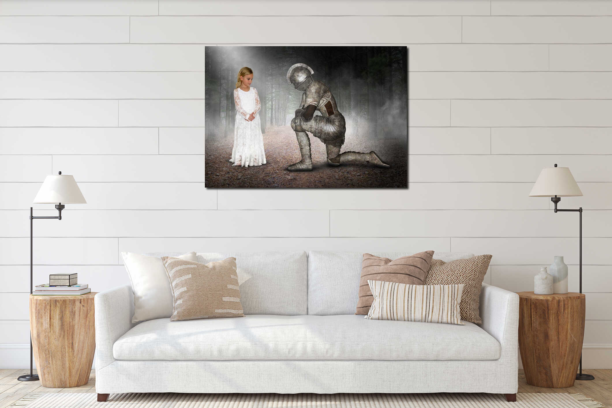 Canvas hanging interior mockup