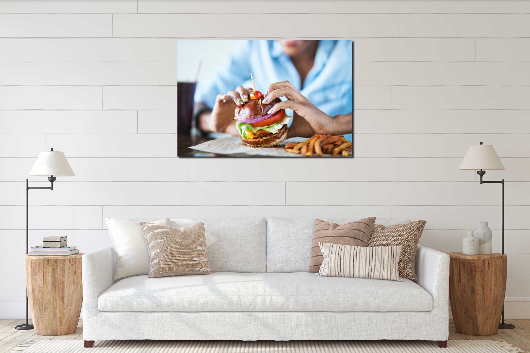 Canvas hanging interior mockup