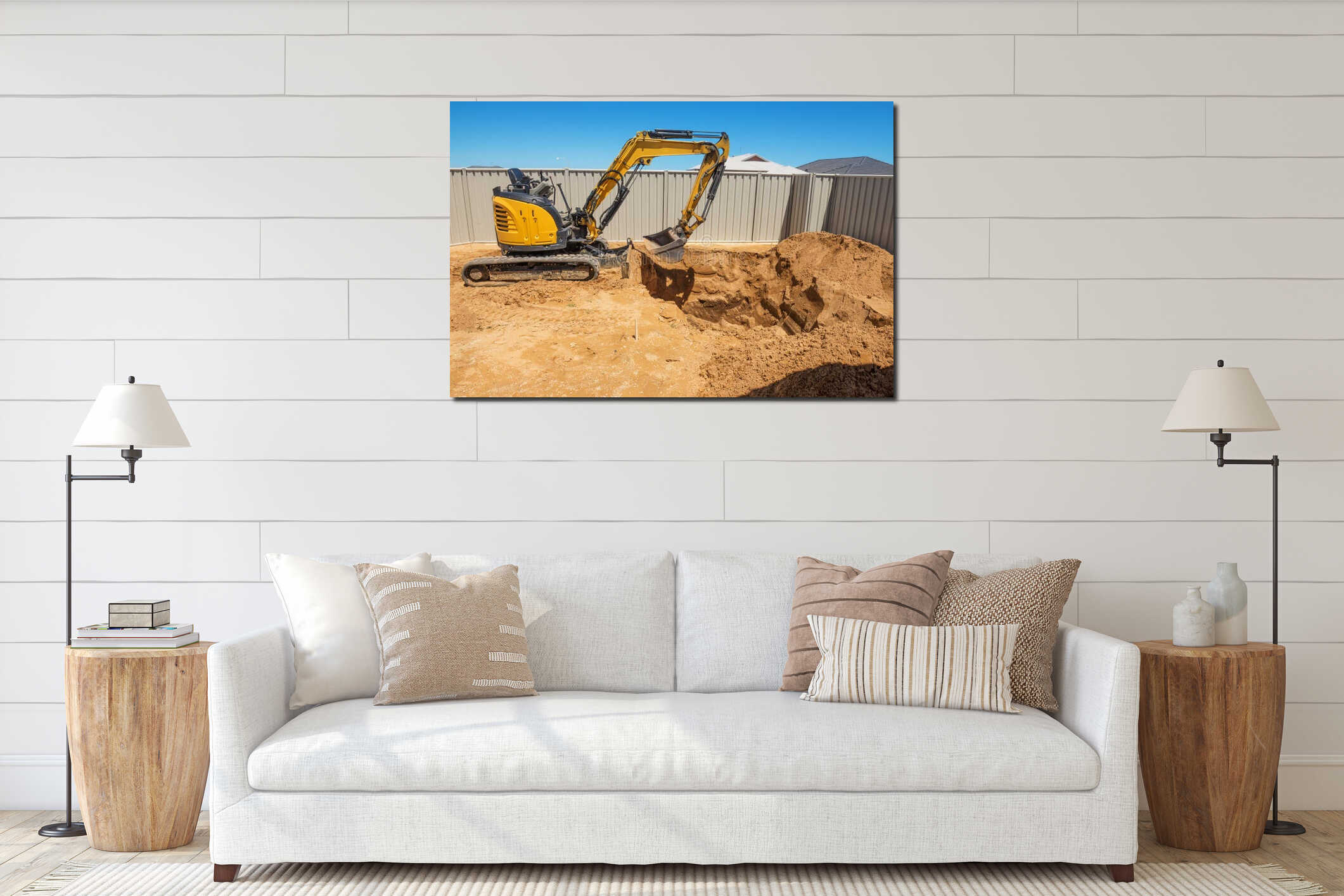 Canvas hanging interior mockup