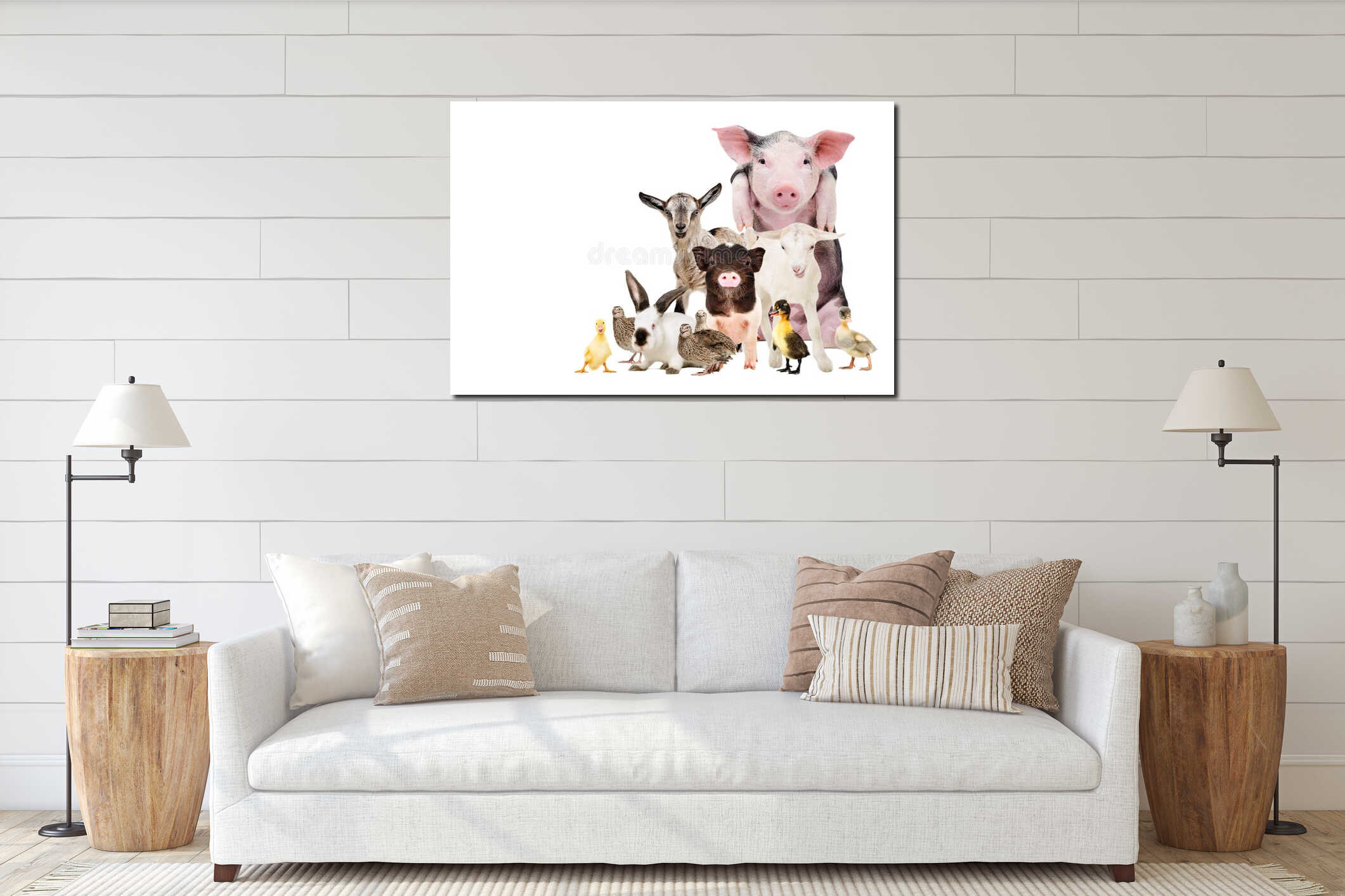 Canvas hanging interior mockup