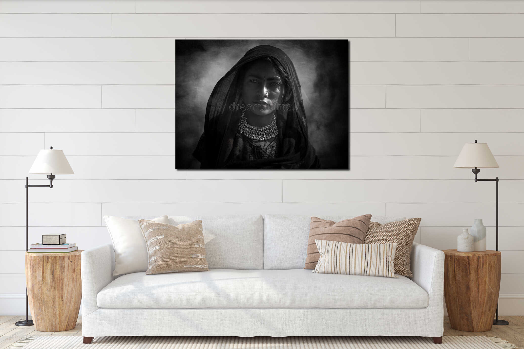 Canvas hanging interior mockup