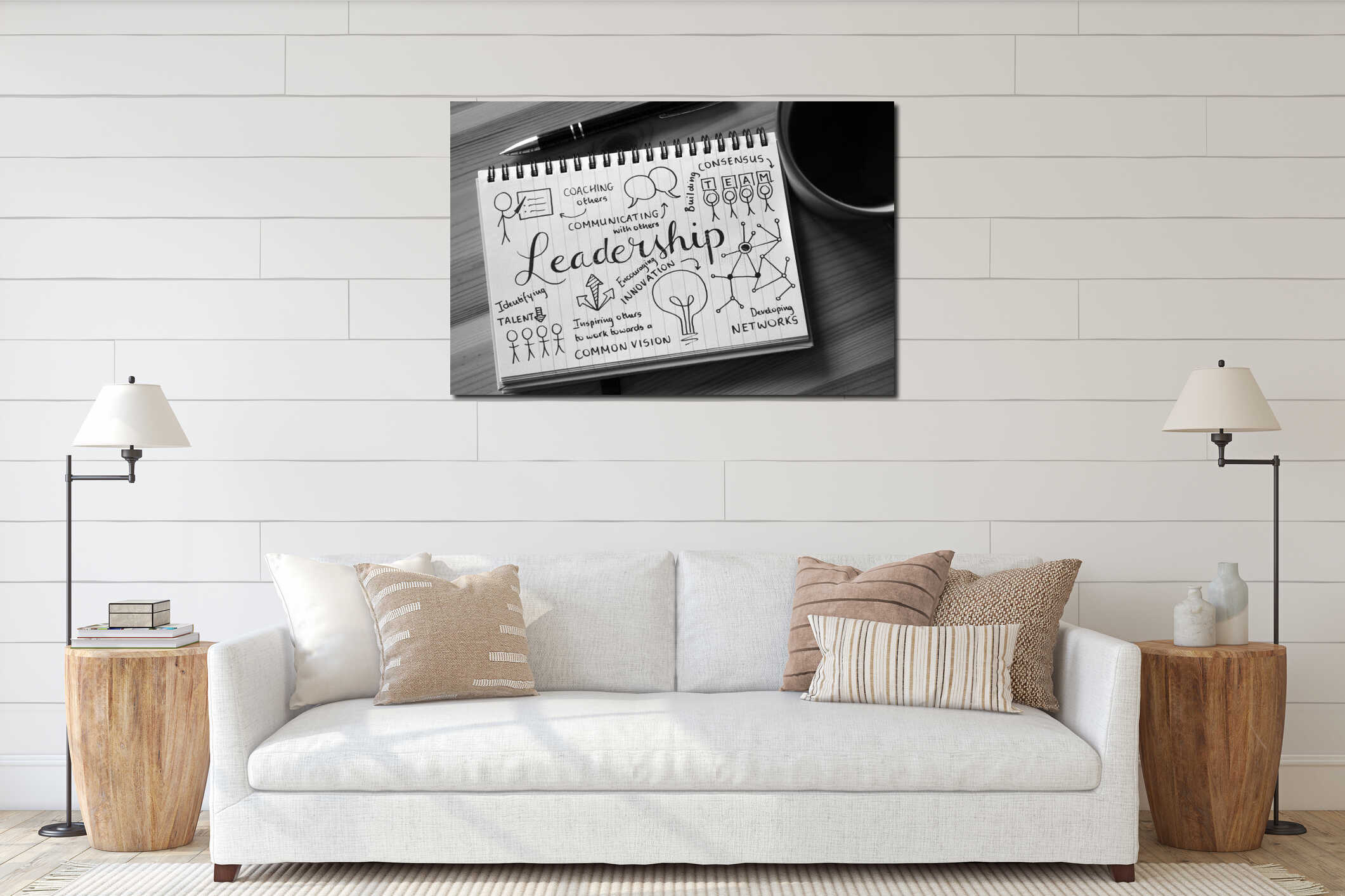 Canvas hanging interior mockup