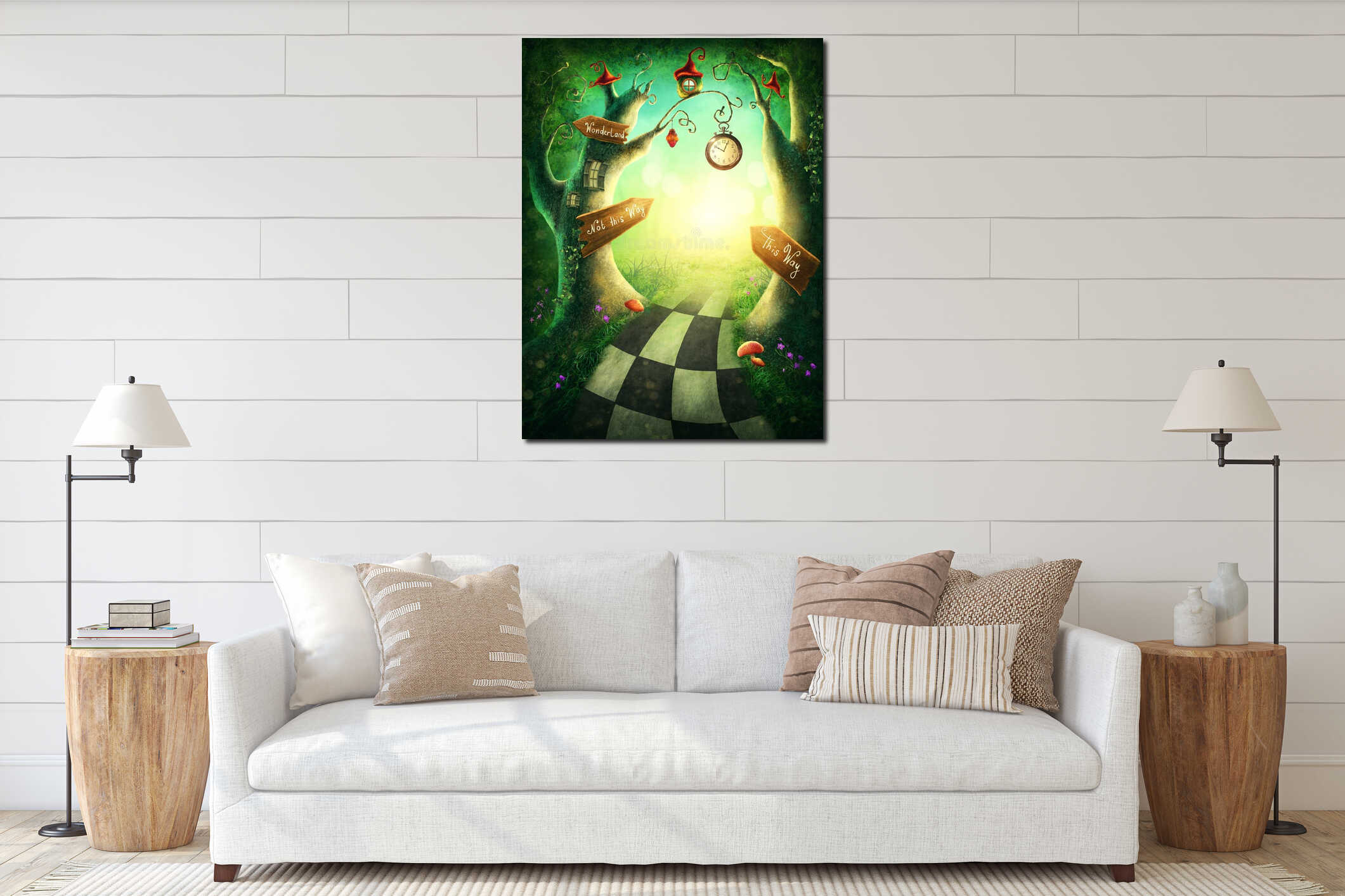 Canvas hanging interior mockup