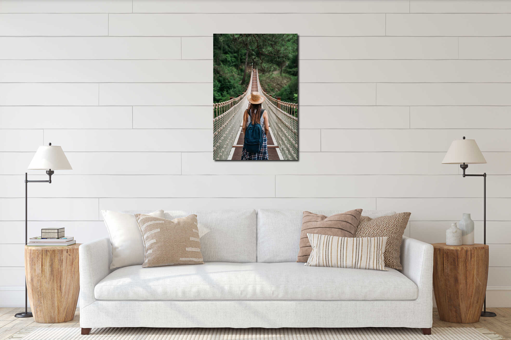 Canvas hanging interior mockup