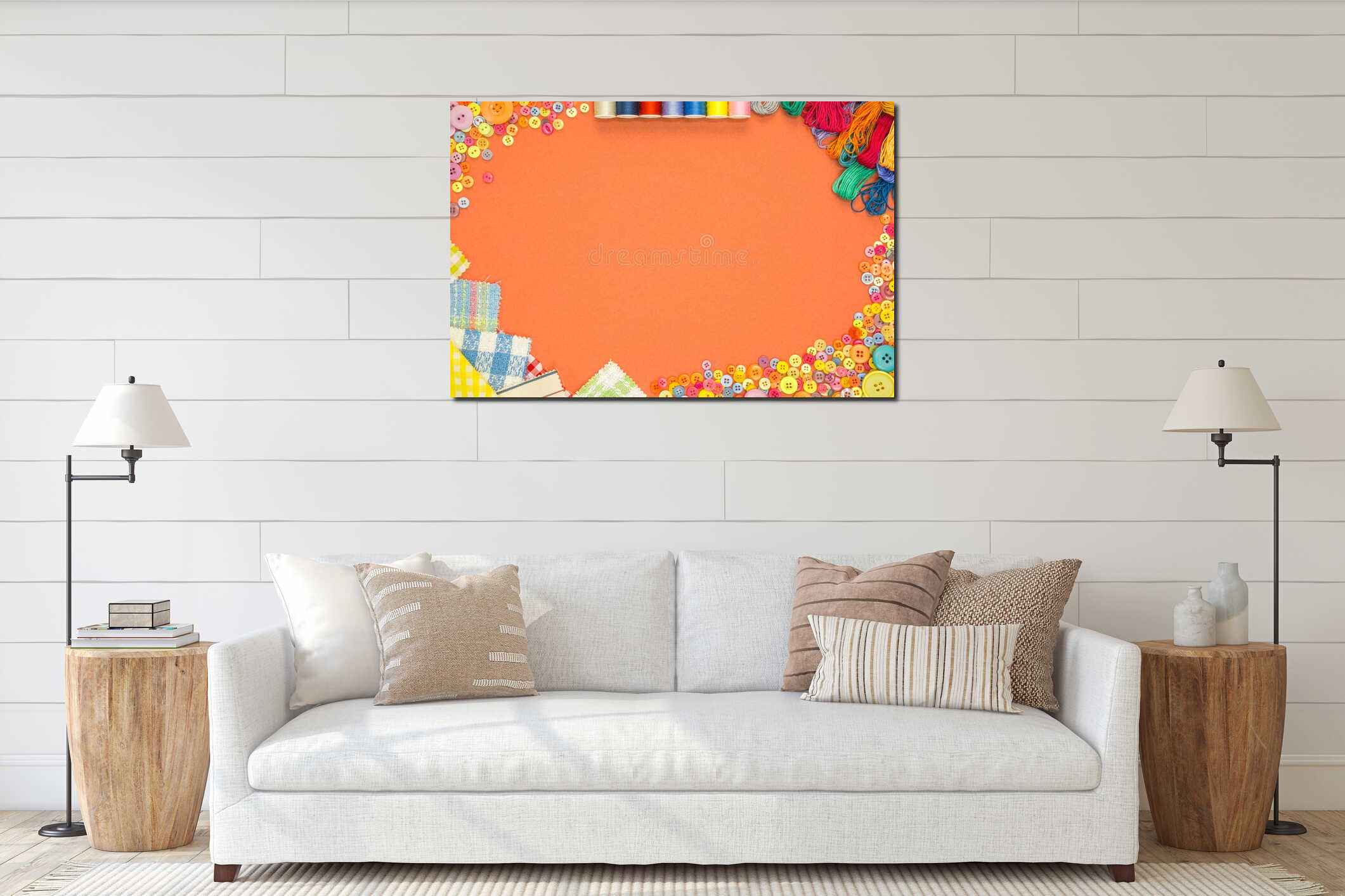 Canvas hanging interior mockup