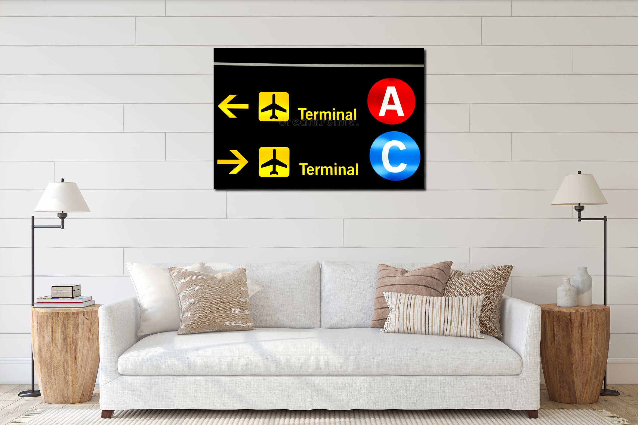 Canvas hanging interior mockup