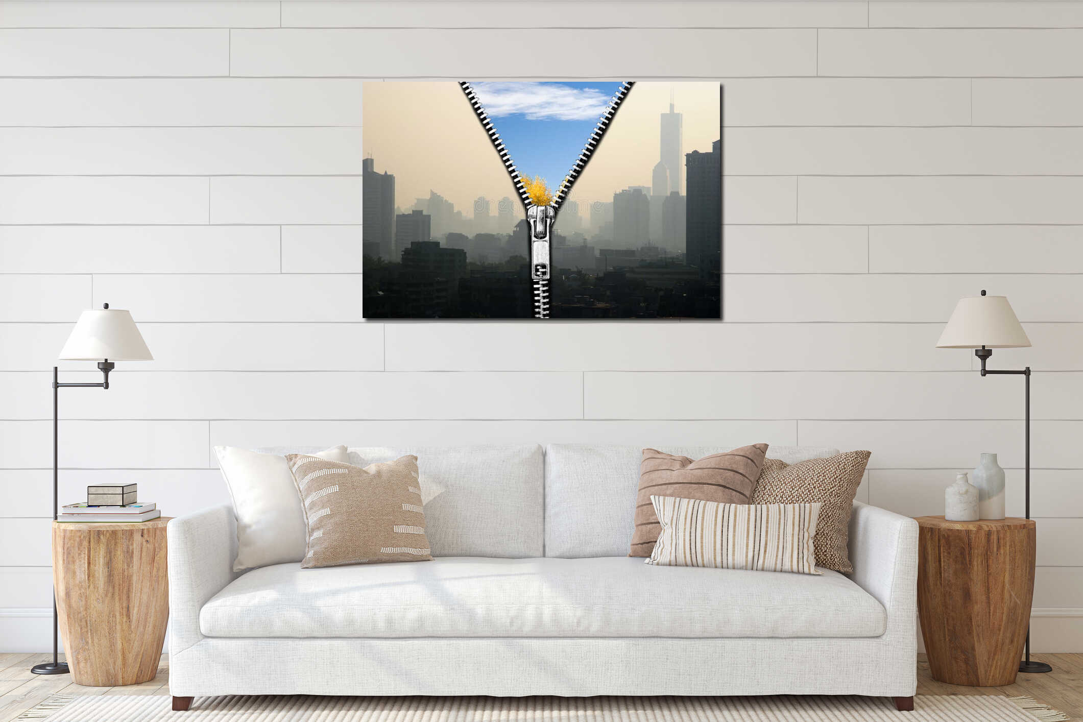 Canvas hanging interior mockup