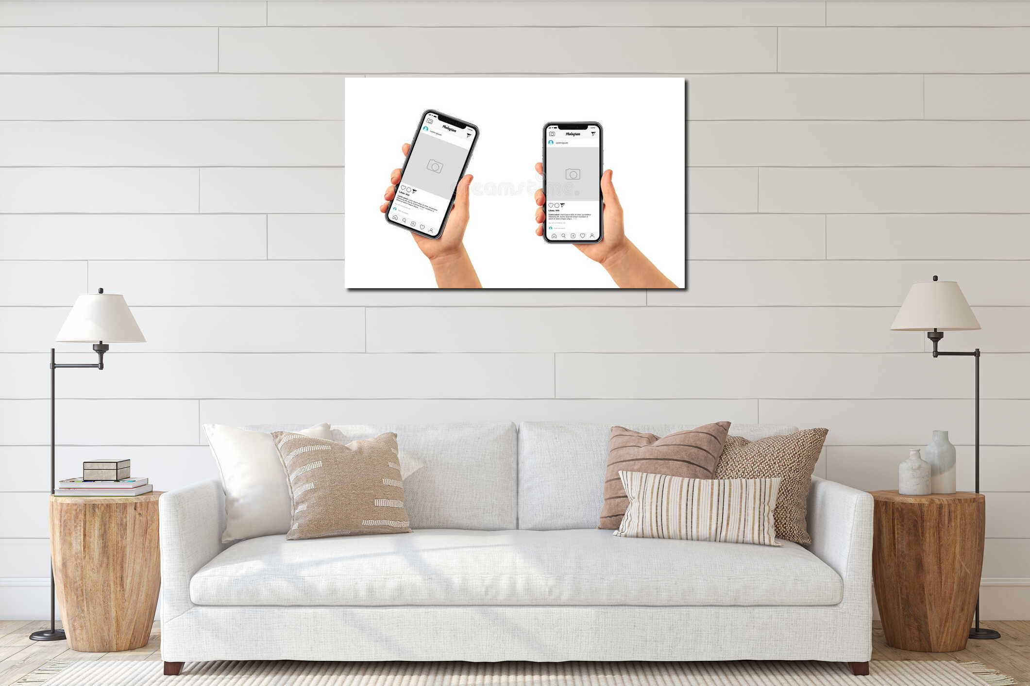 Canvas hanging interior mockup