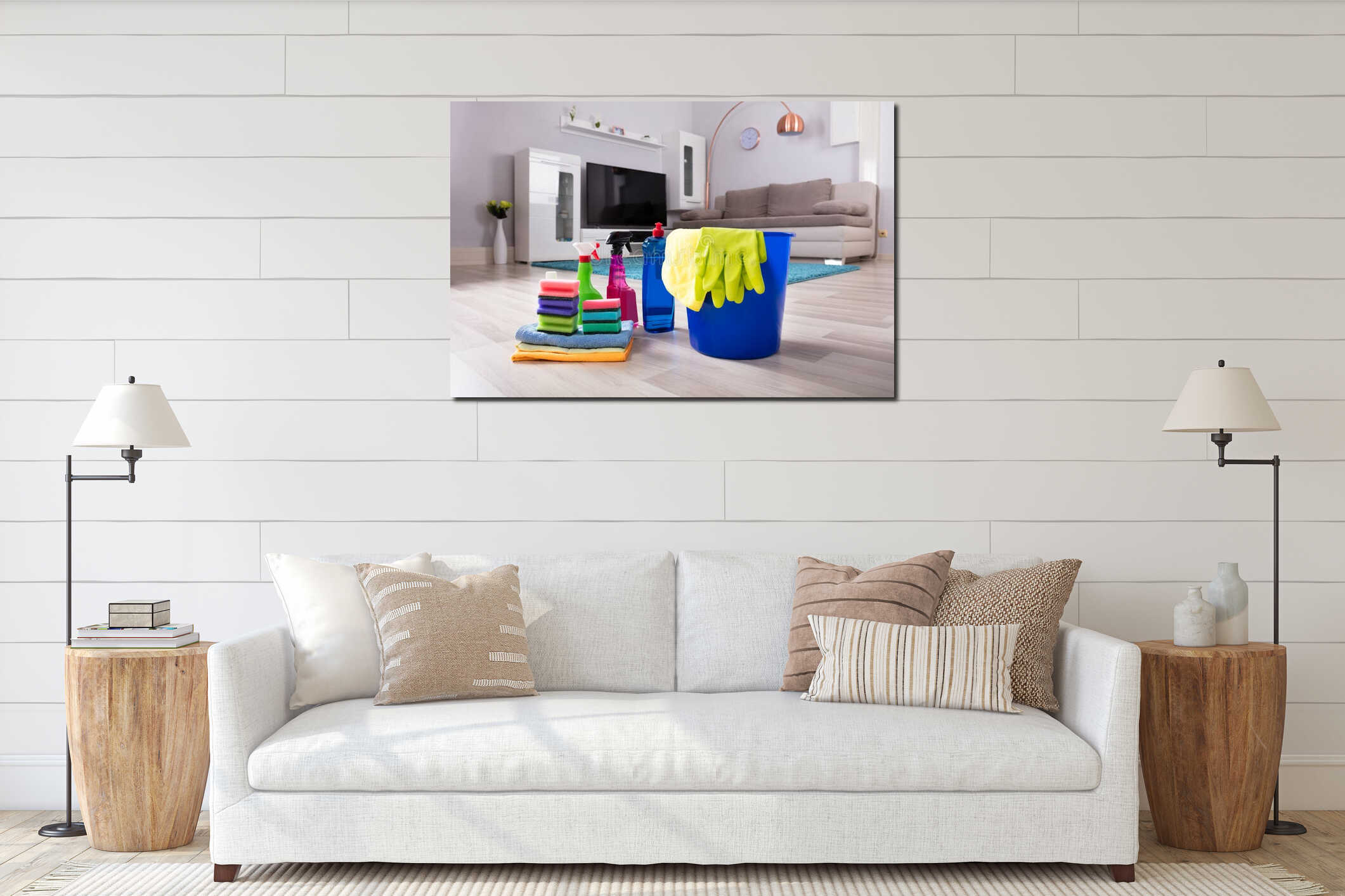 Canvas hanging interior mockup