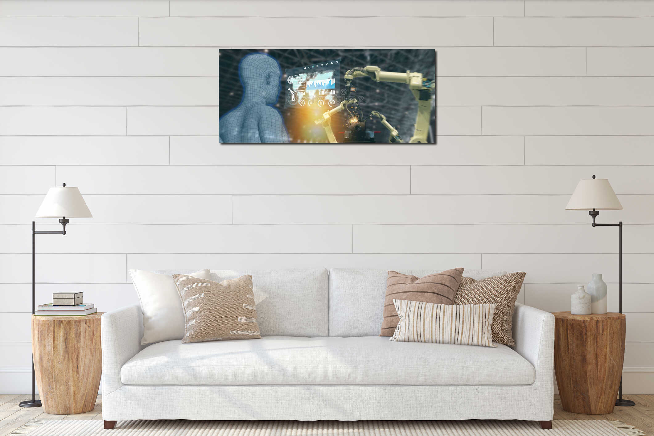 Canvas hanging interior mockup