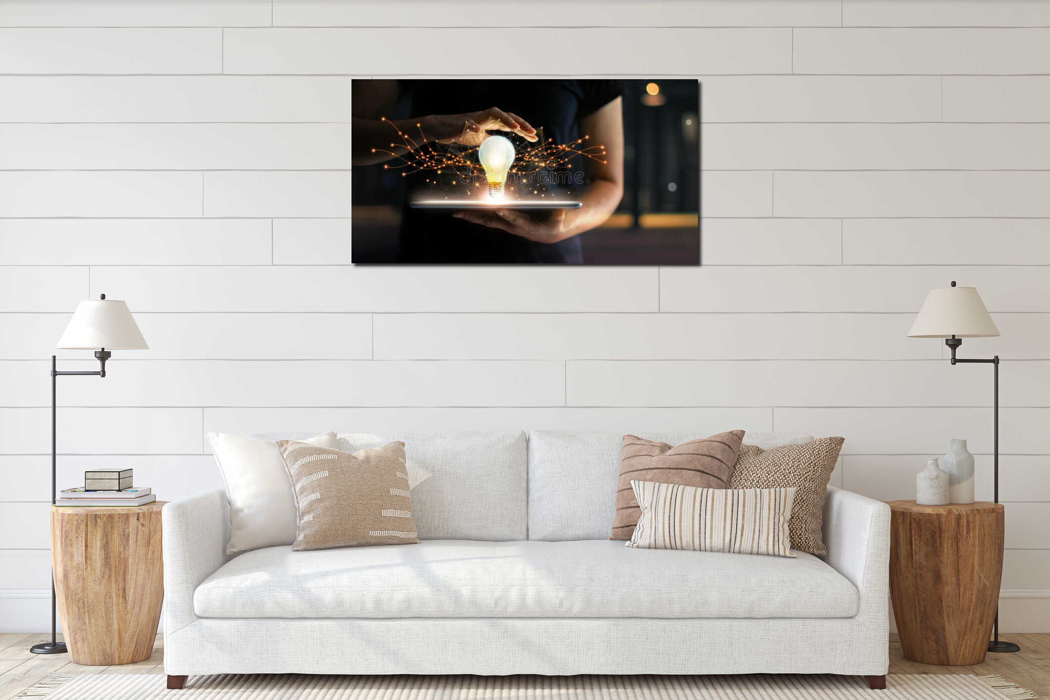Canvas hanging interior mockup