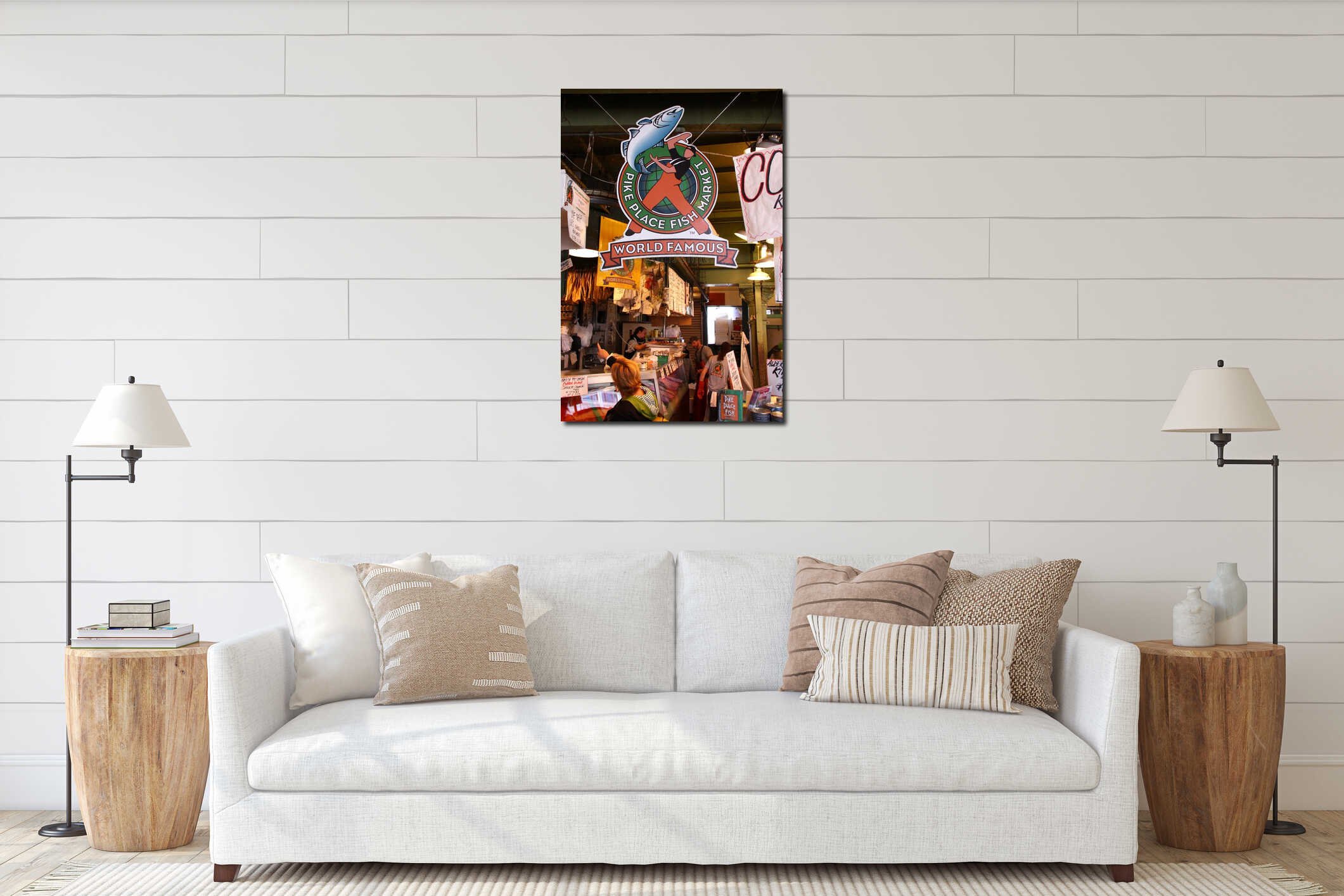 Canvas hanging interior mockup