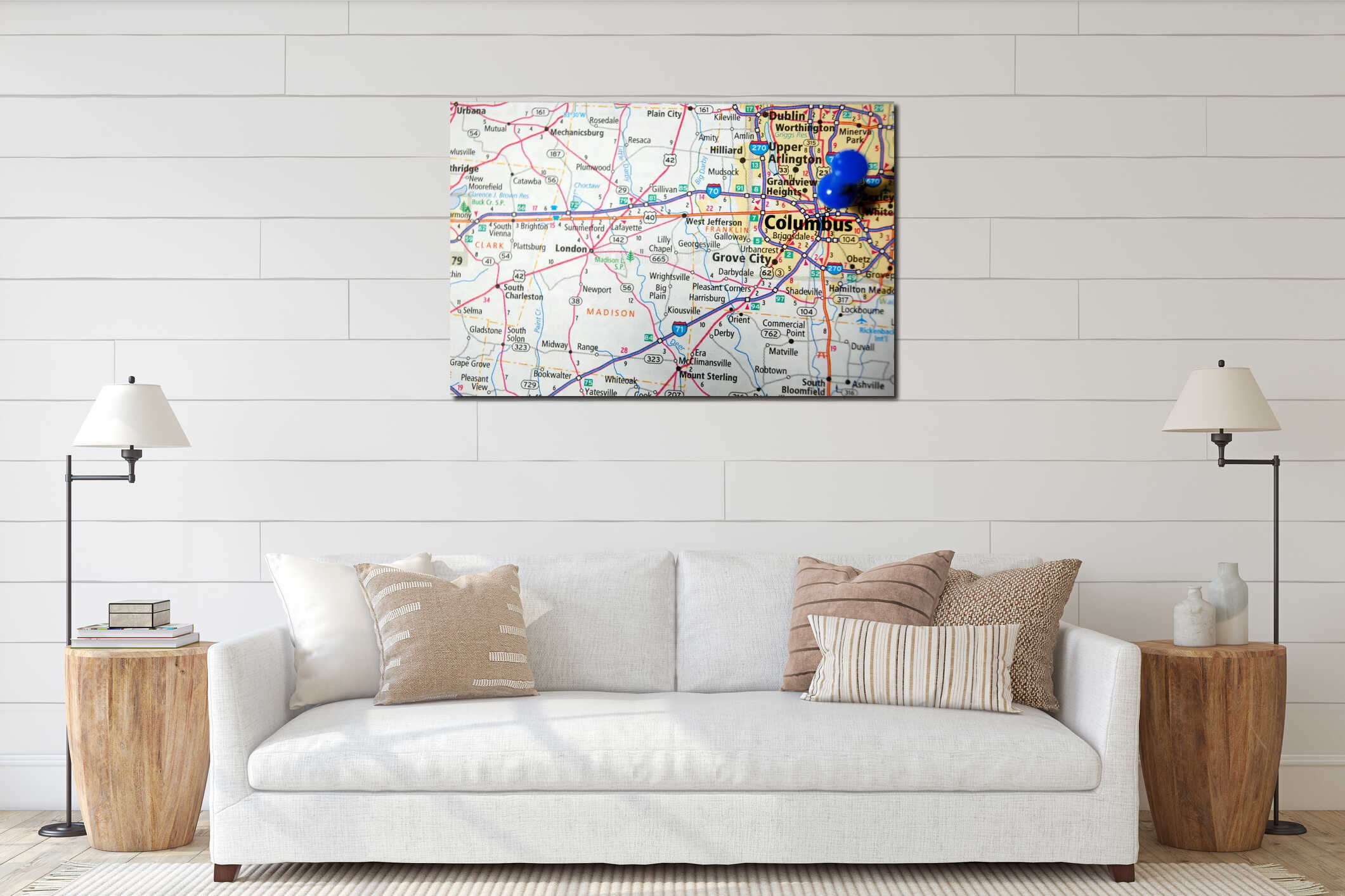 Canvas hanging interior mockup