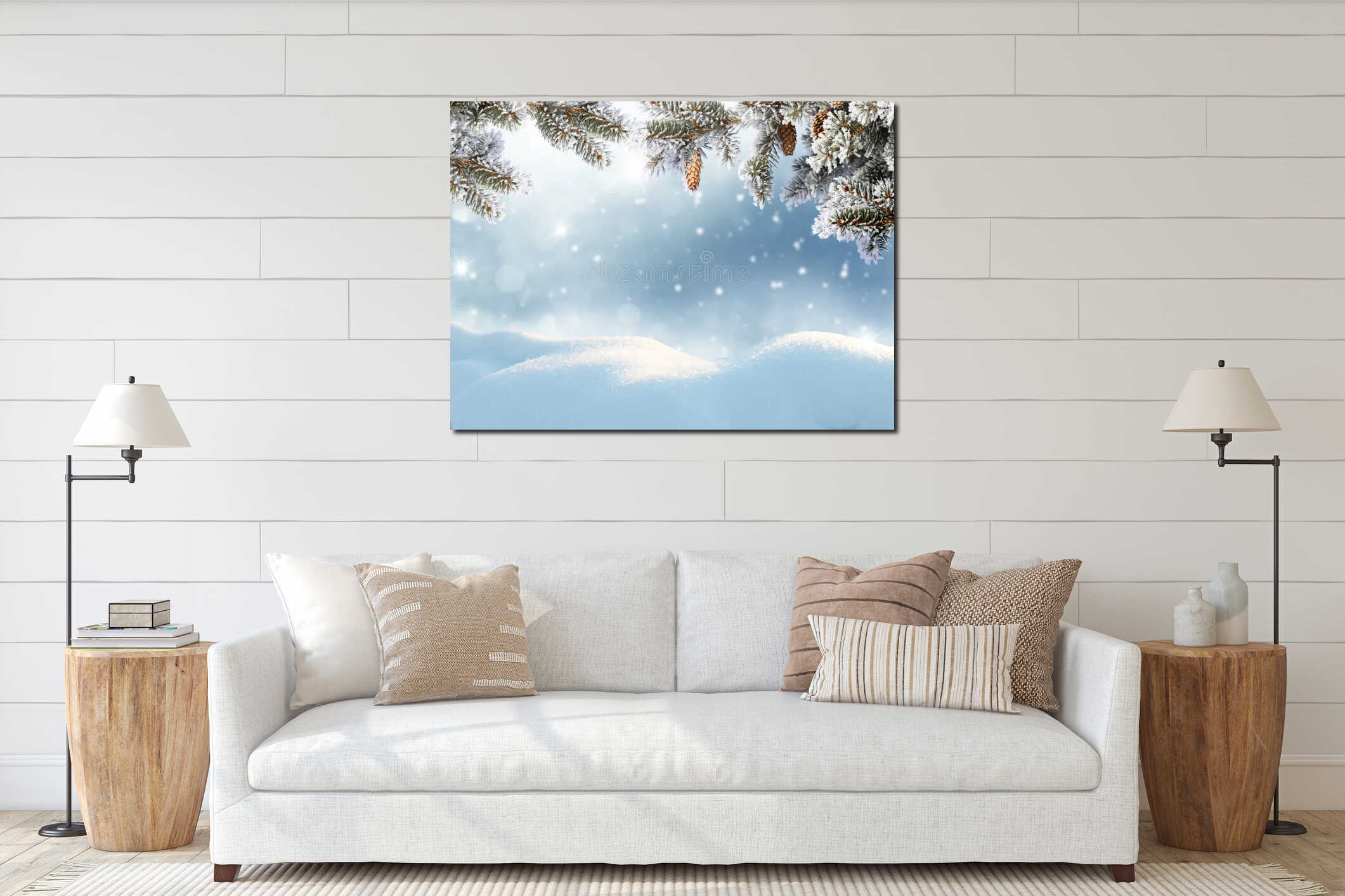 Canvas hanging interior mockup