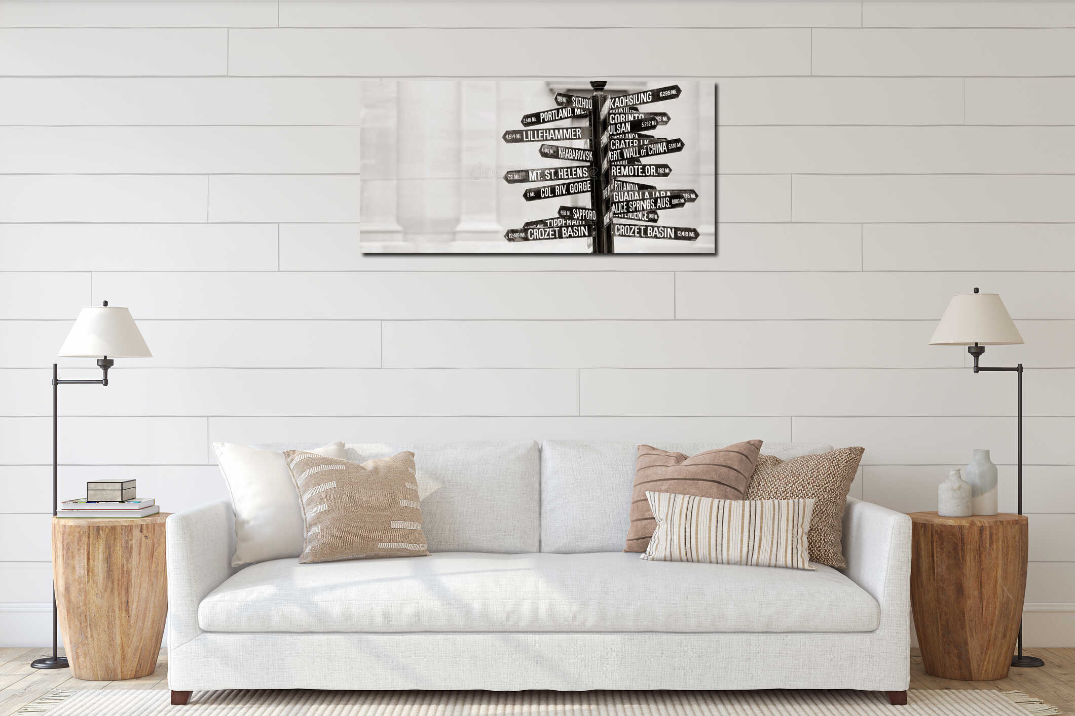 Canvas hanging interior mockup