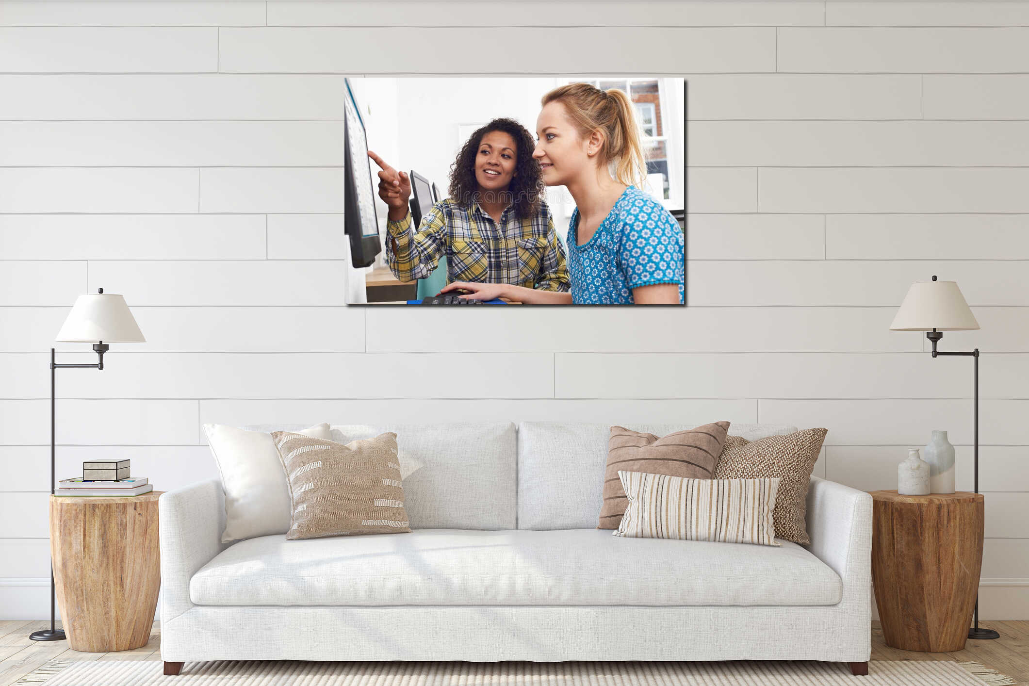 Canvas hanging interior mockup