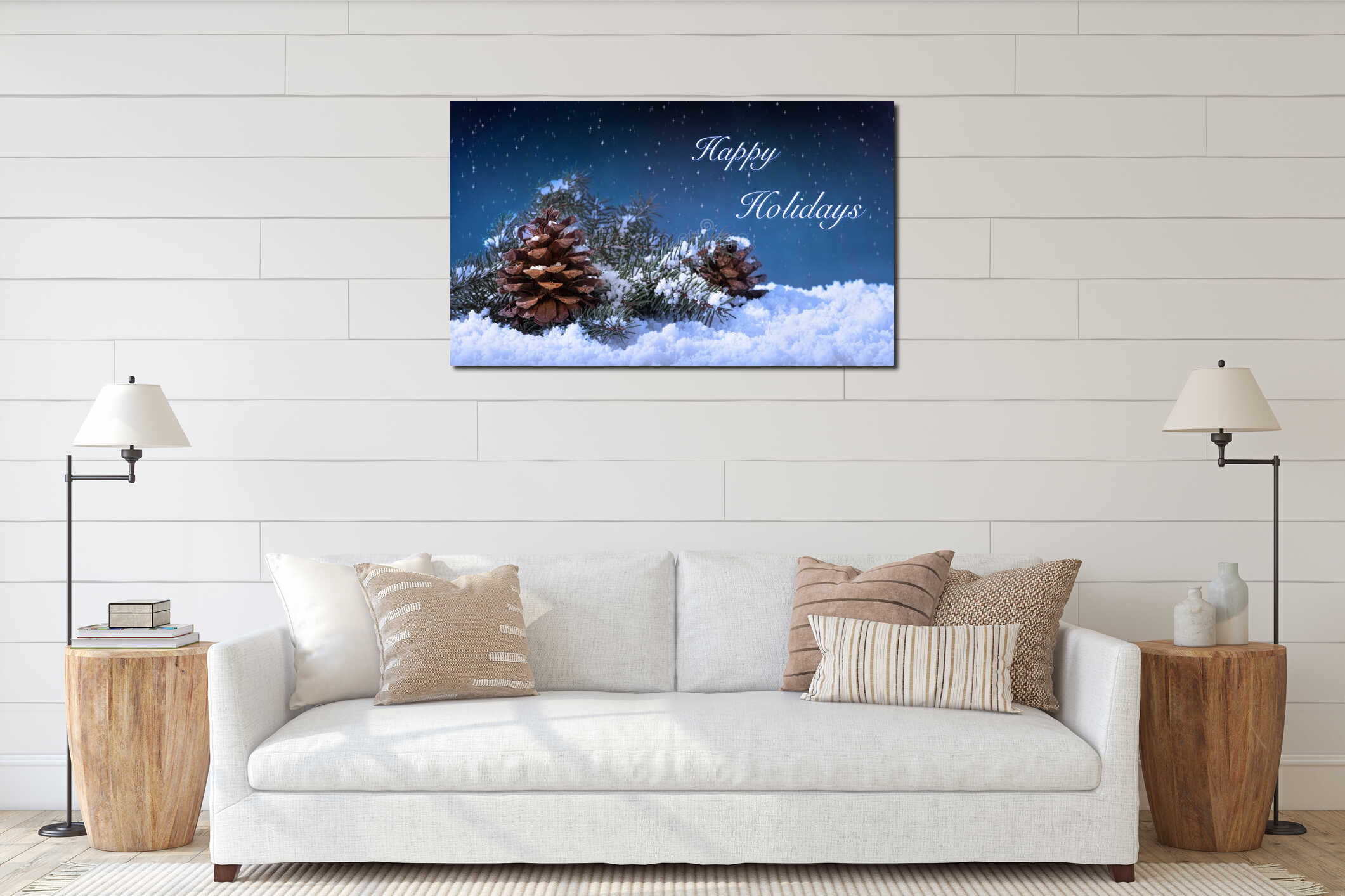 Canvas hanging interior mockup