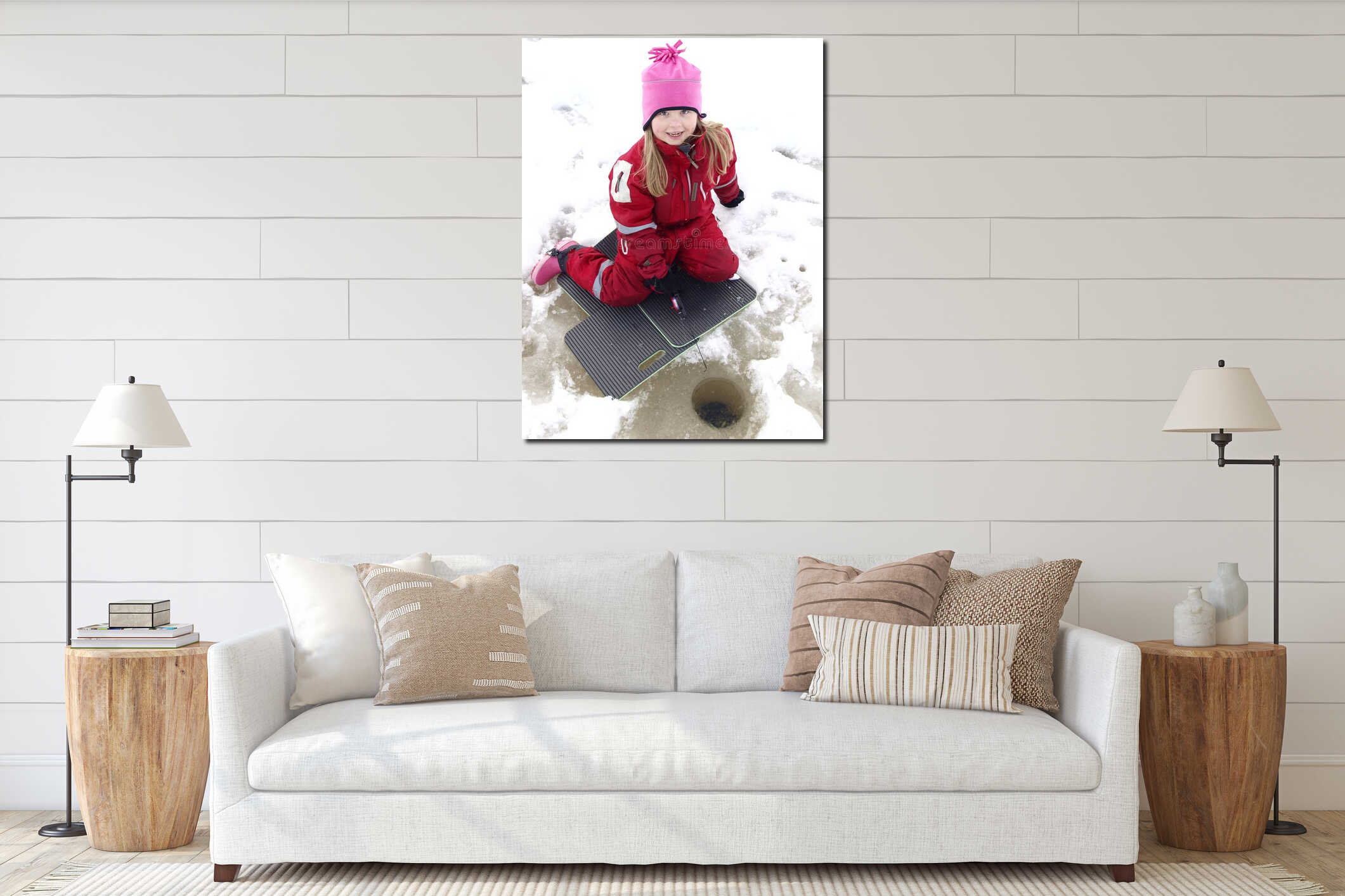 Canvas hanging interior mockup