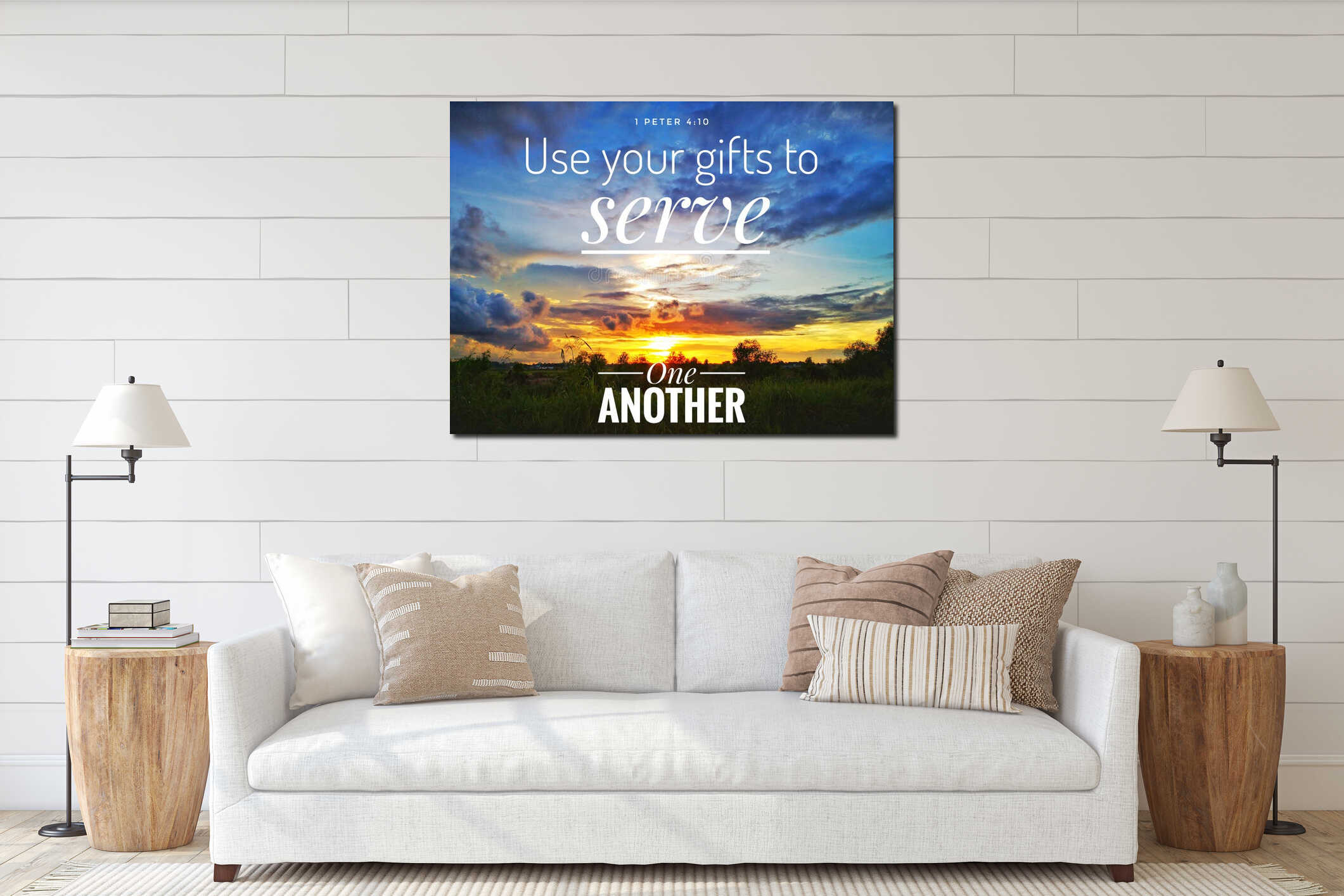 Canvas hanging interior mockup