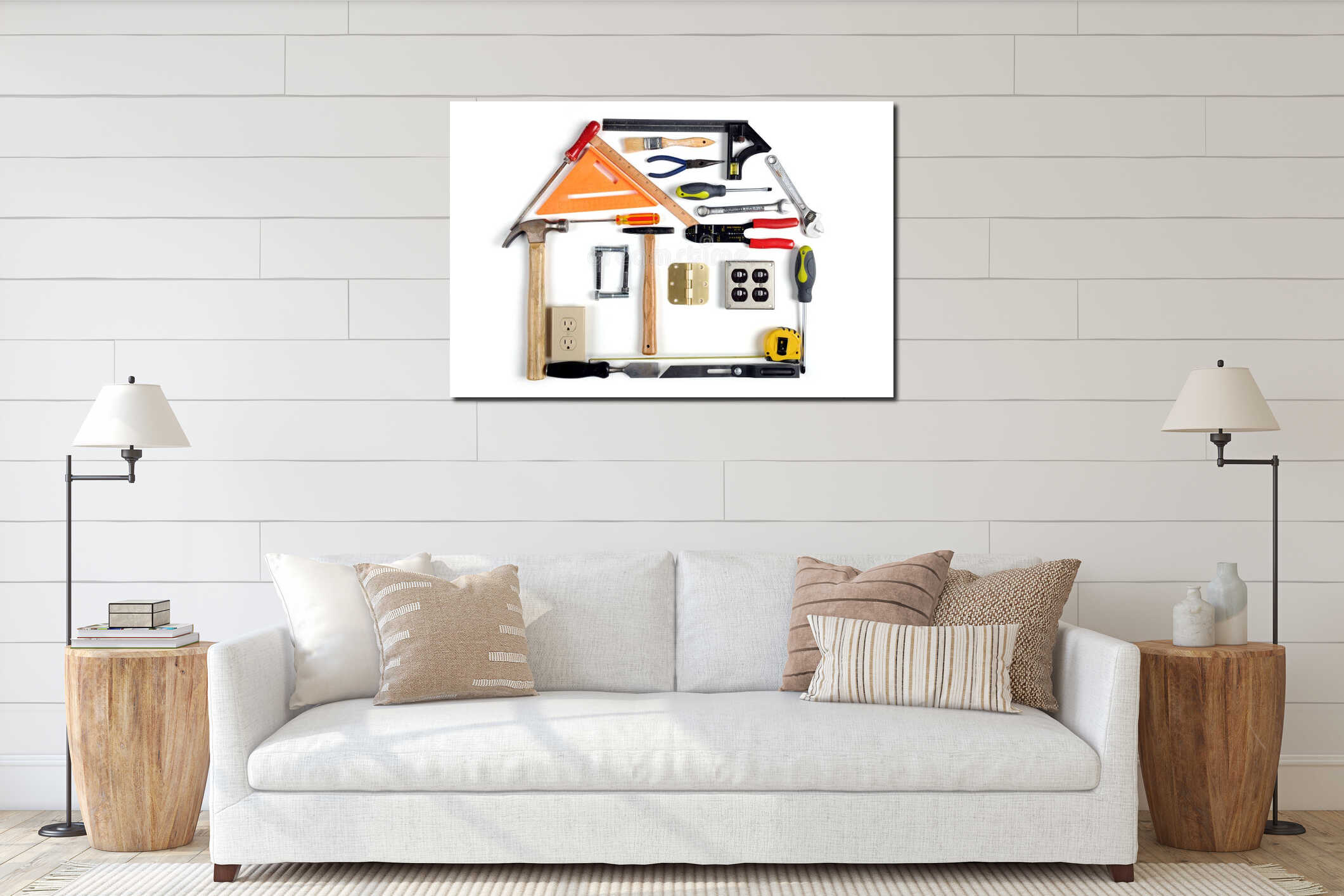 Canvas hanging interior mockup