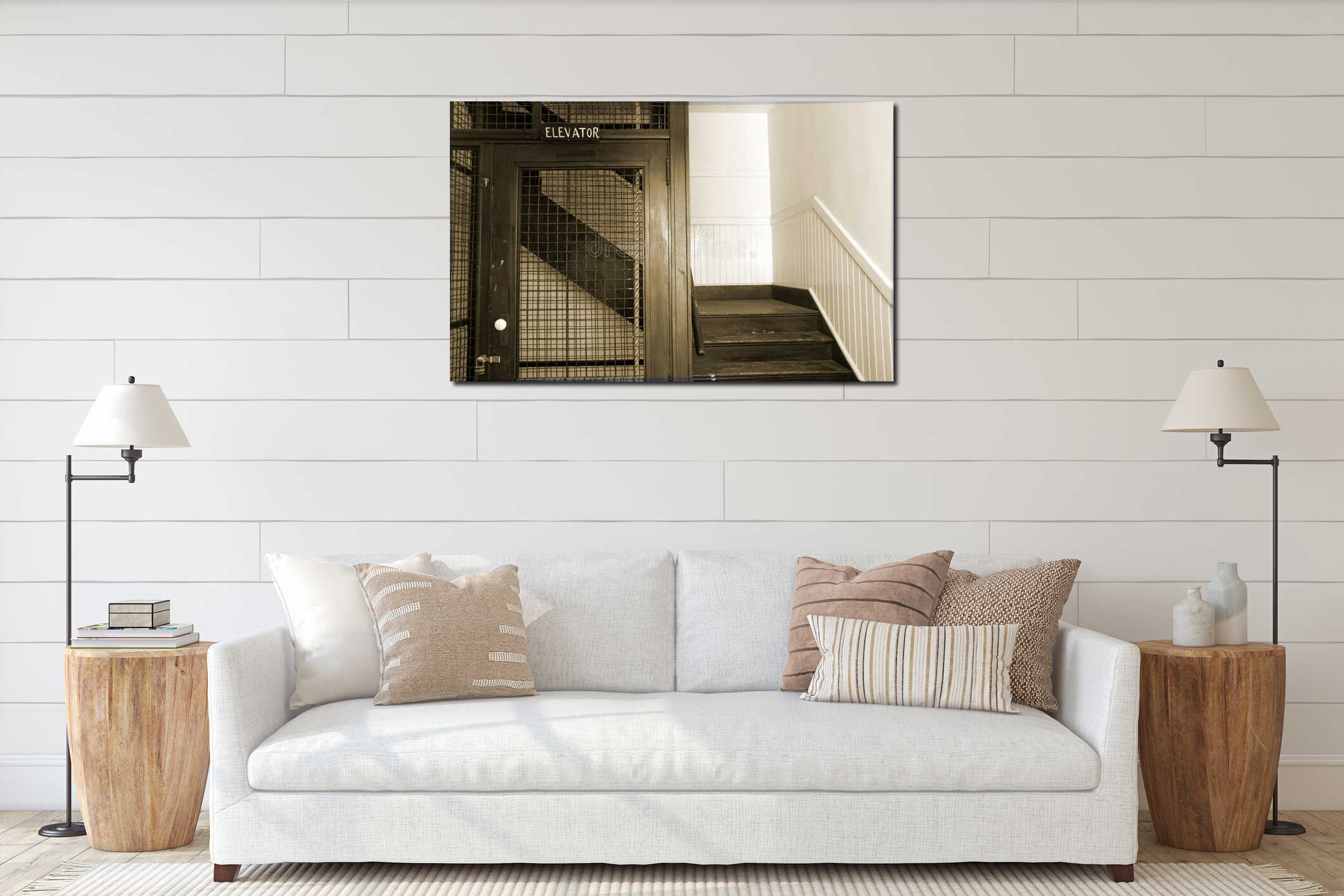 Canvas hanging interior mockup