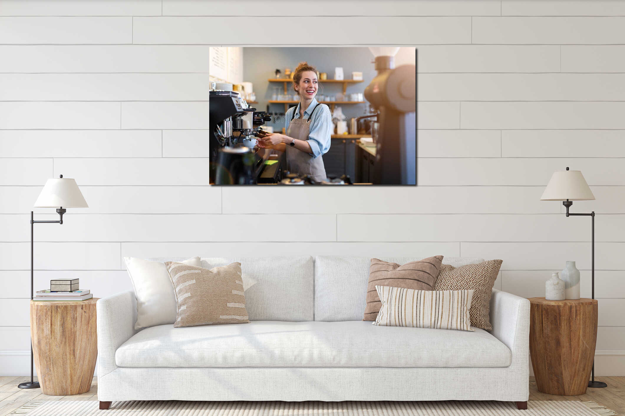 Canvas hanging interior mockup