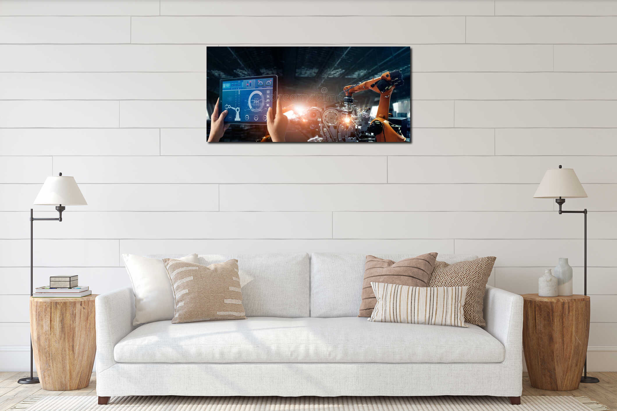 Canvas hanging interior mockup