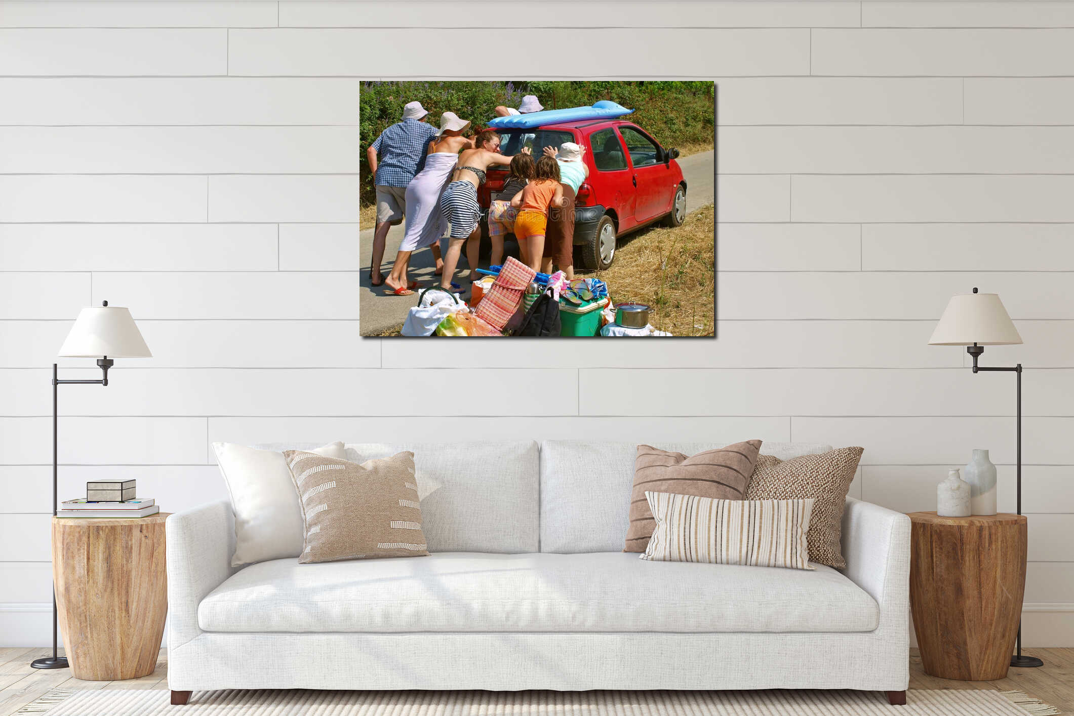 Canvas hanging interior mockup