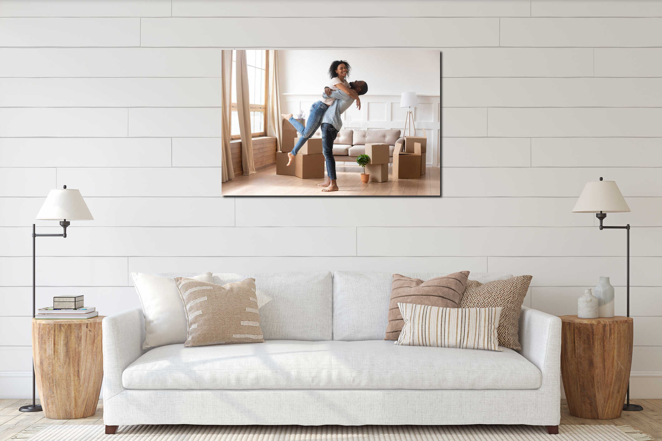 Canvas hanging interior mockup