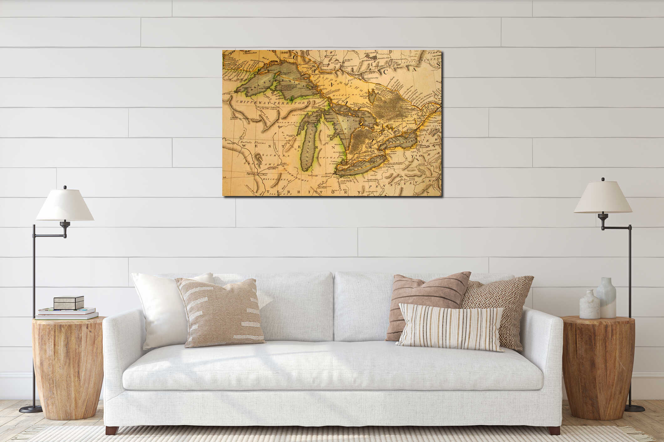 Canvas hanging interior mockup