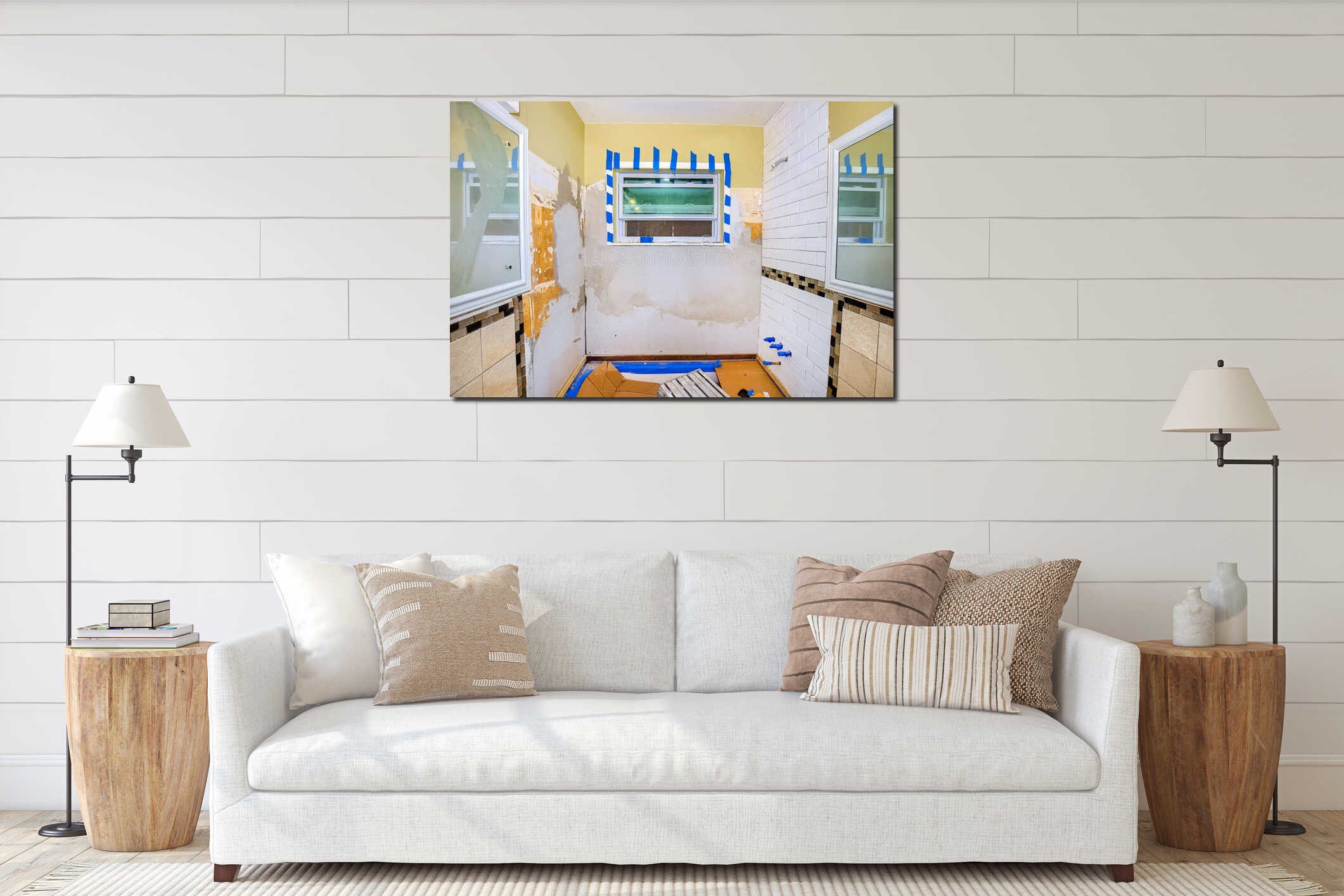 Canvas hanging interior mockup