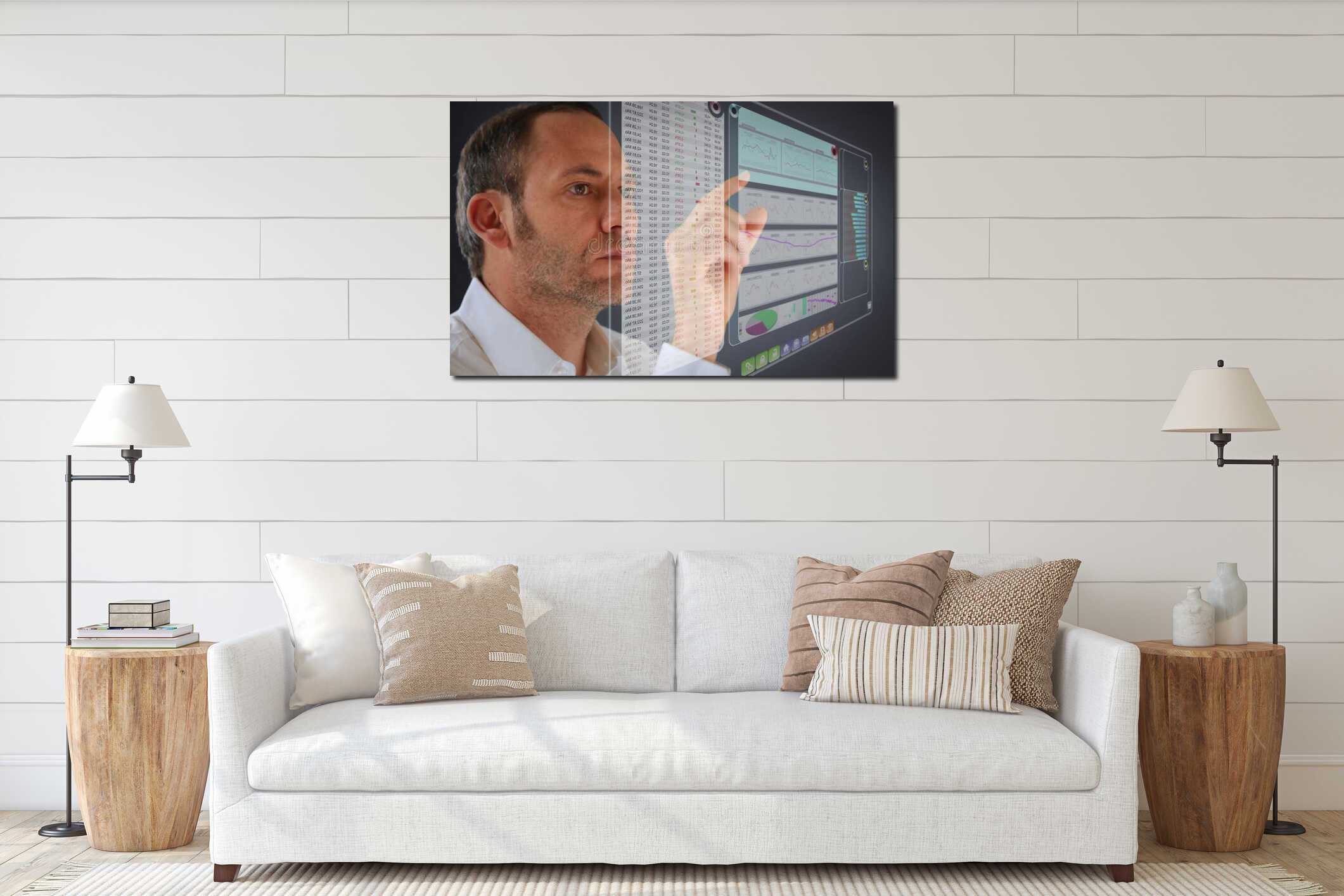 Canvas hanging interior mockup