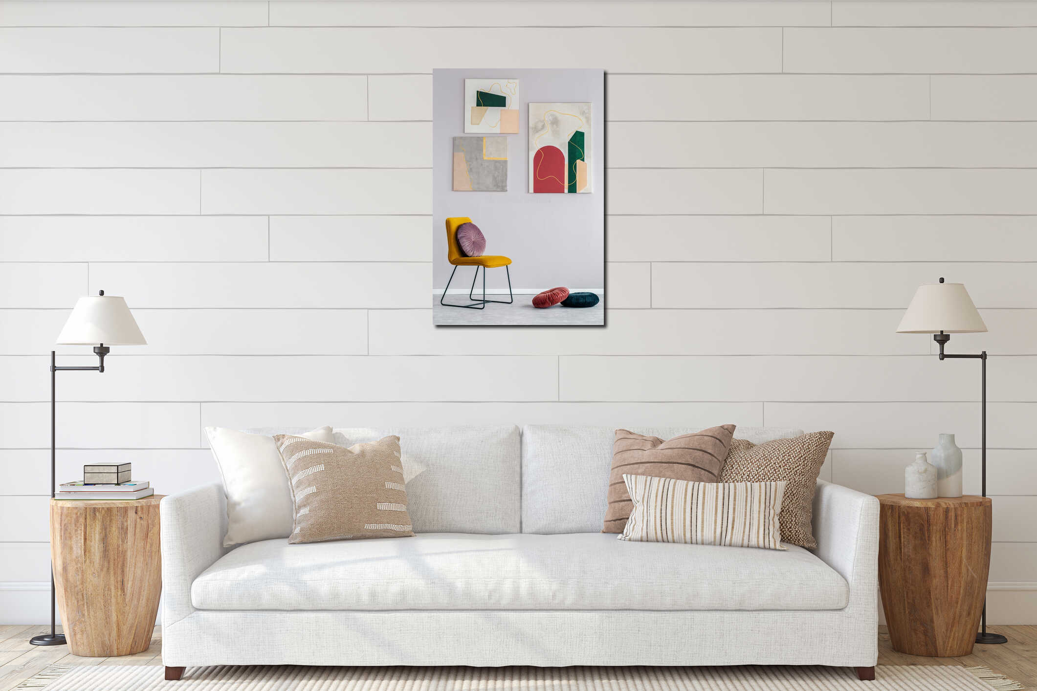 Canvas hanging interior mockup