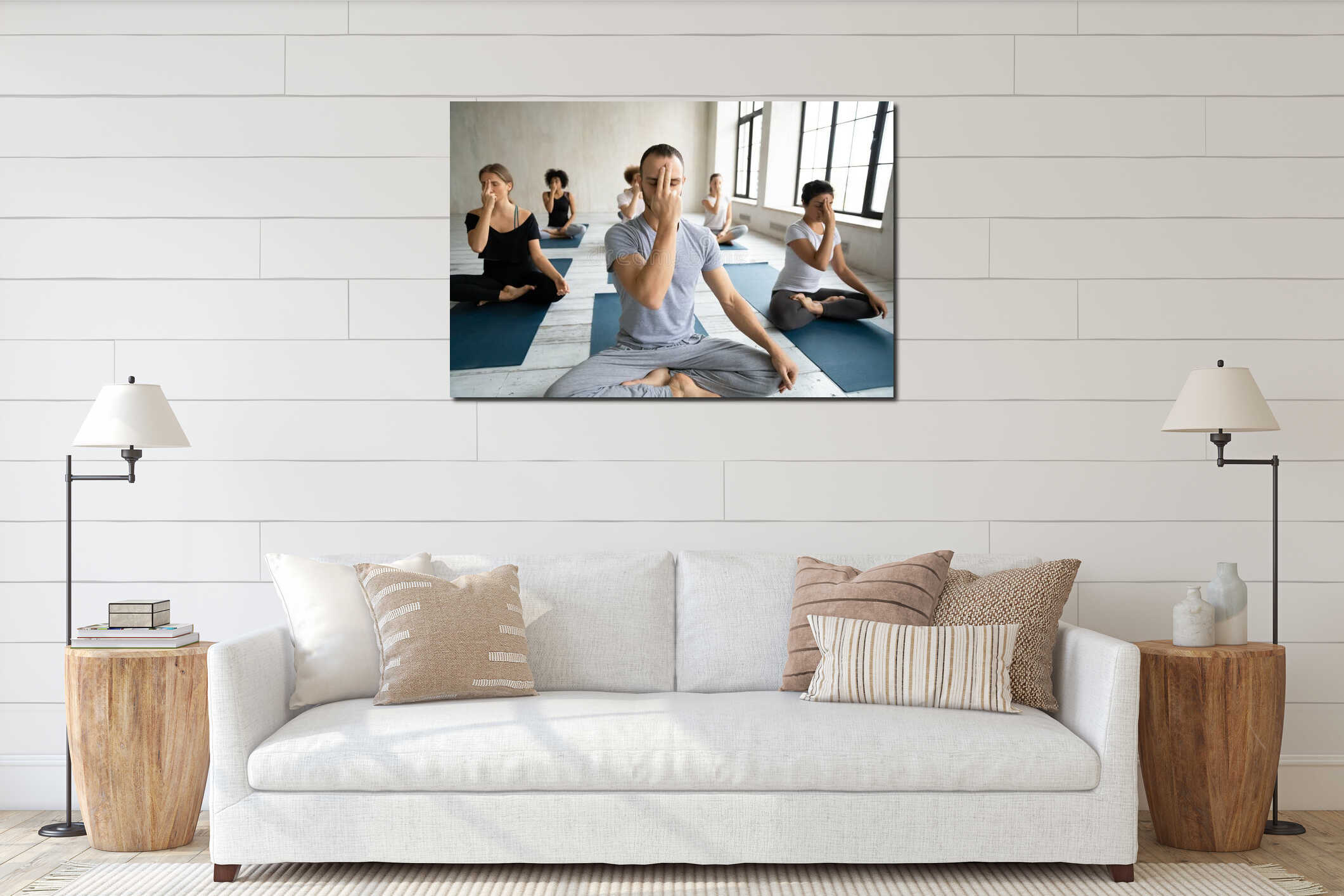 Canvas hanging interior mockup