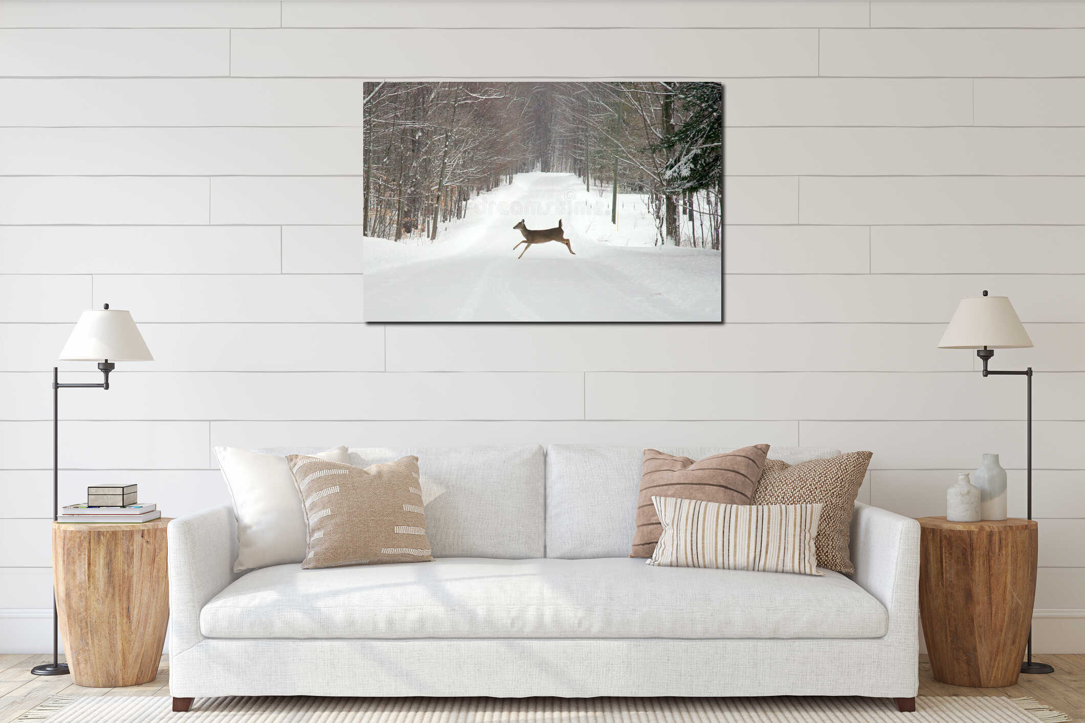 Canvas hanging interior mockup
