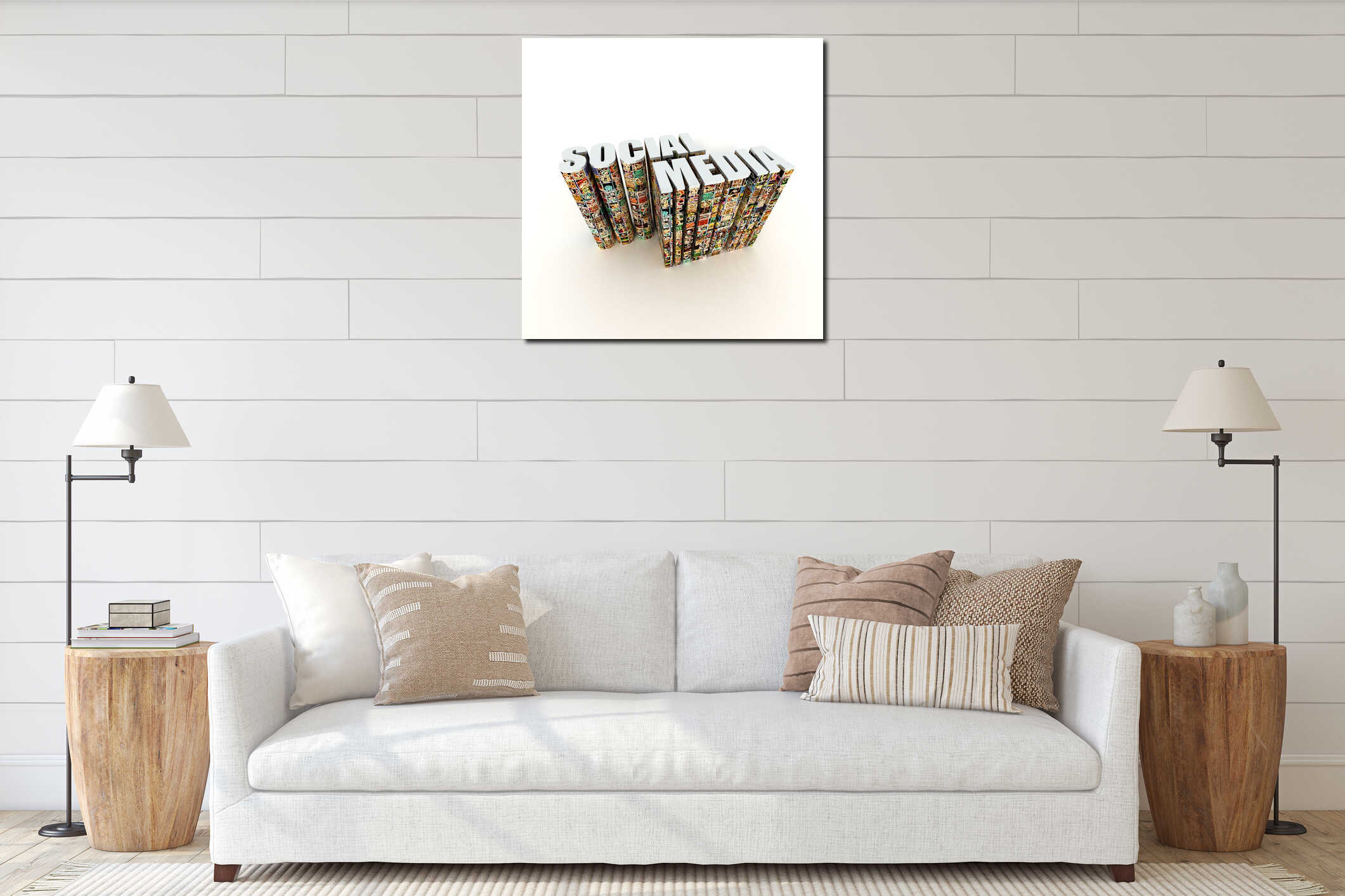Canvas hanging interior mockup