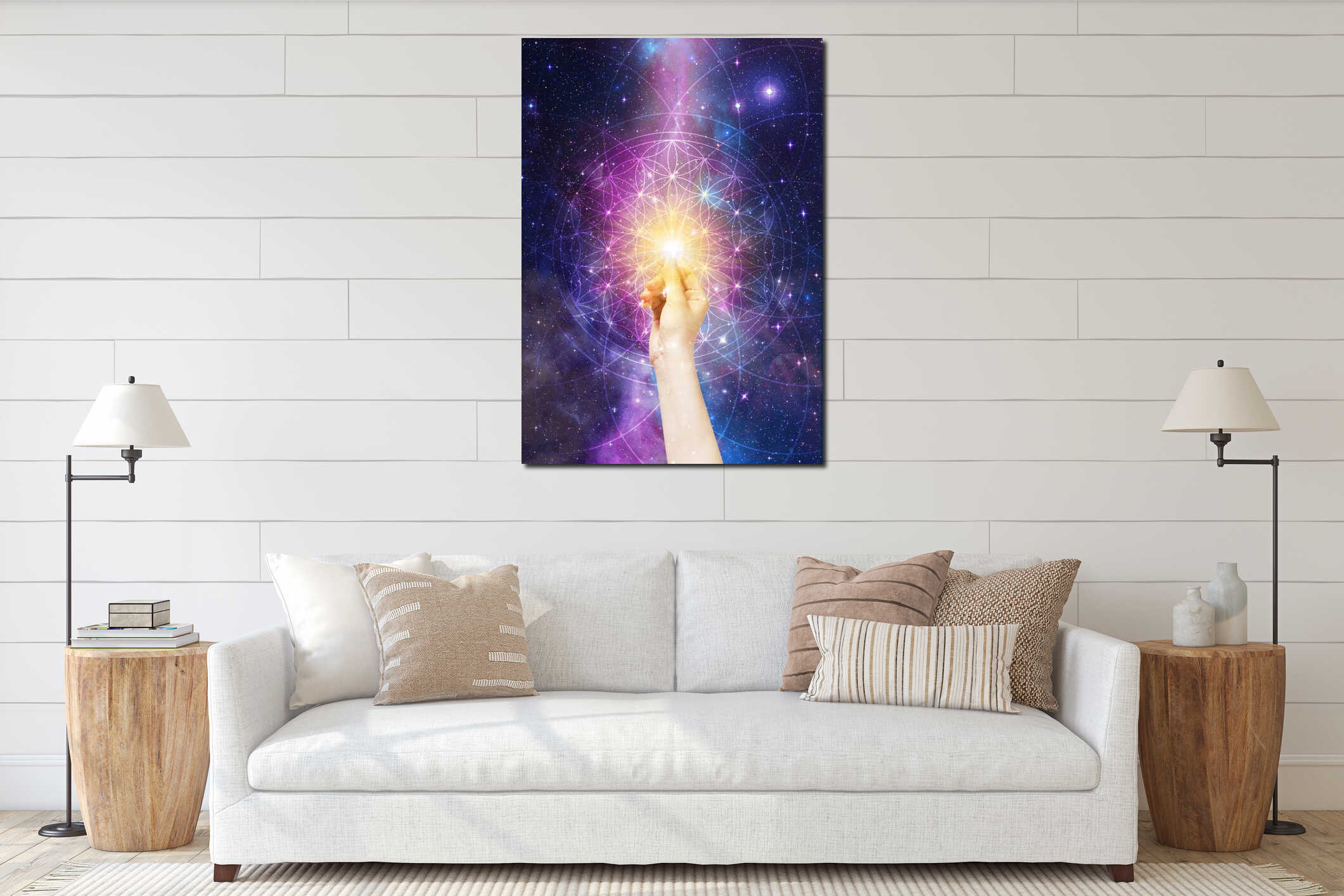 Canvas hanging interior mockup