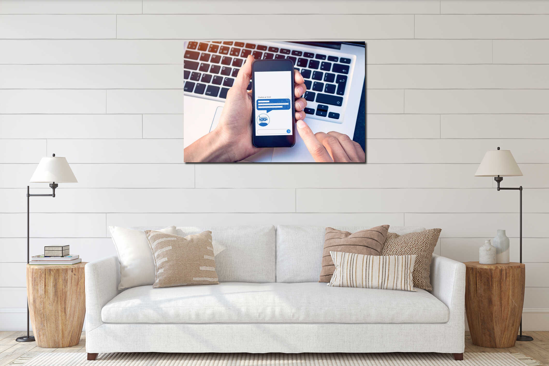 Canvas hanging interior mockup