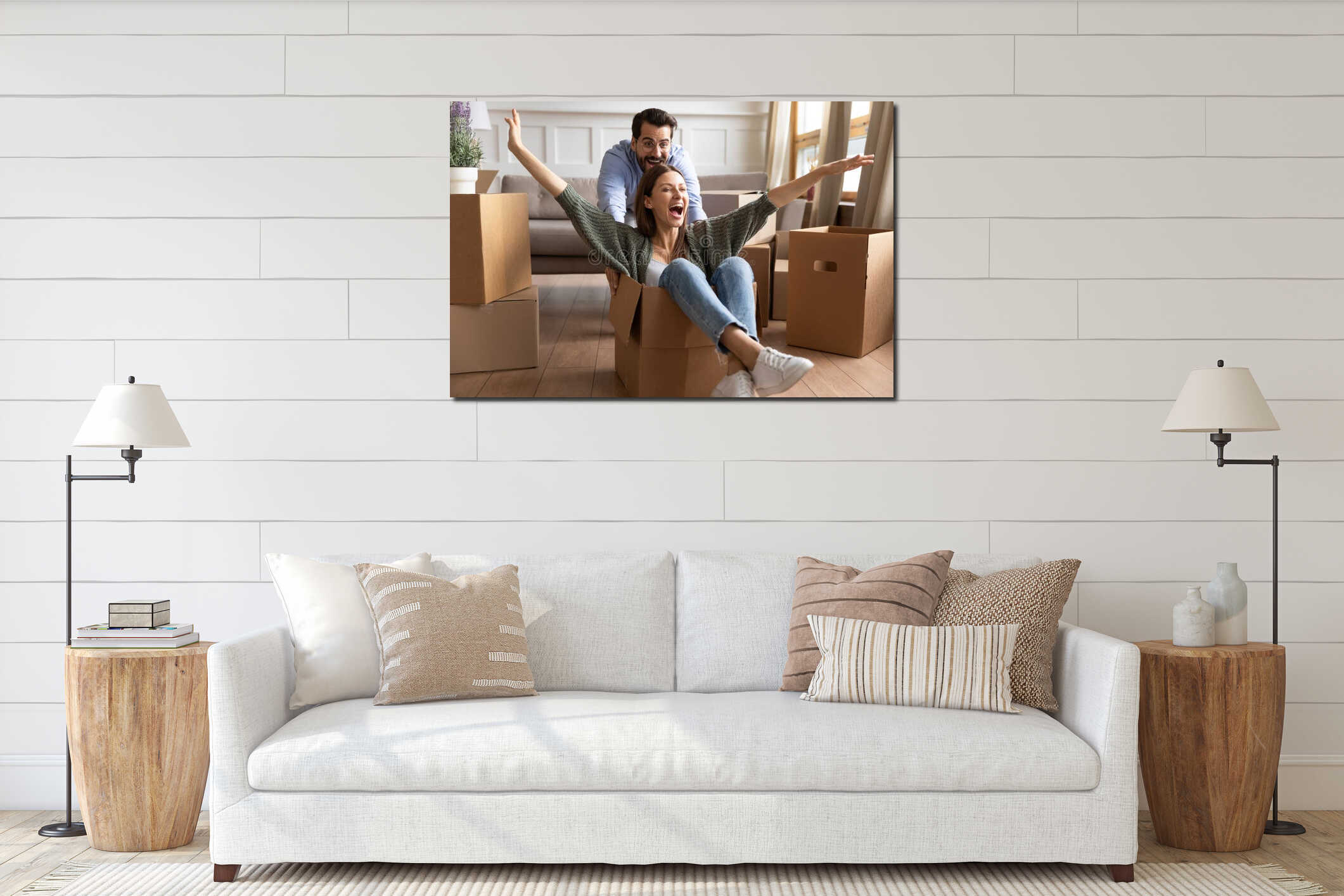 Canvas hanging interior mockup