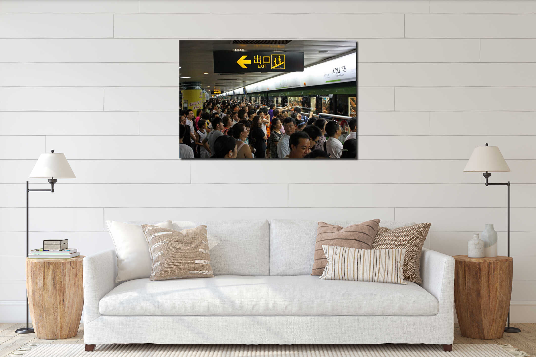 Canvas hanging interior mockup