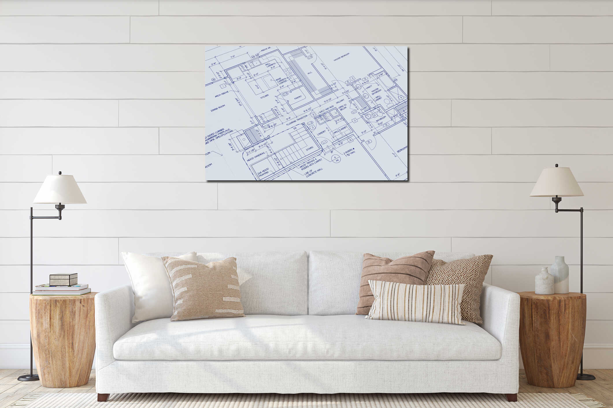 Canvas hanging interior mockup