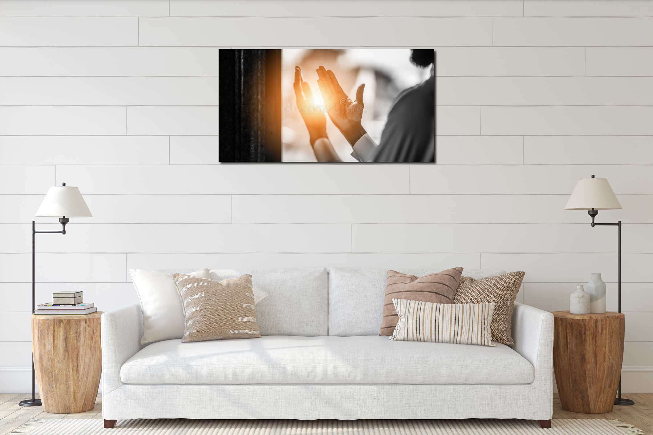 Canvas hanging interior mockup