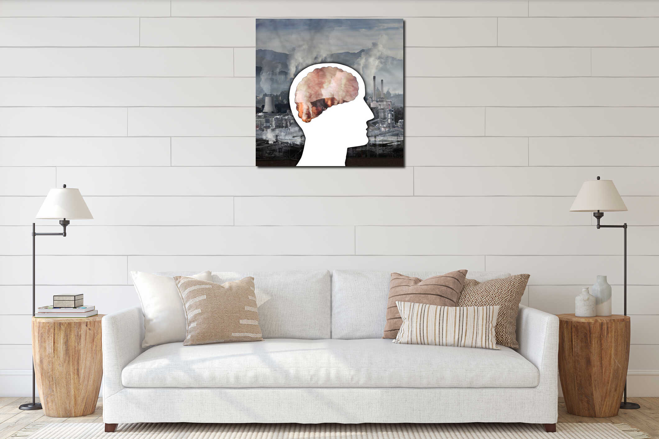 Canvas hanging interior mockup