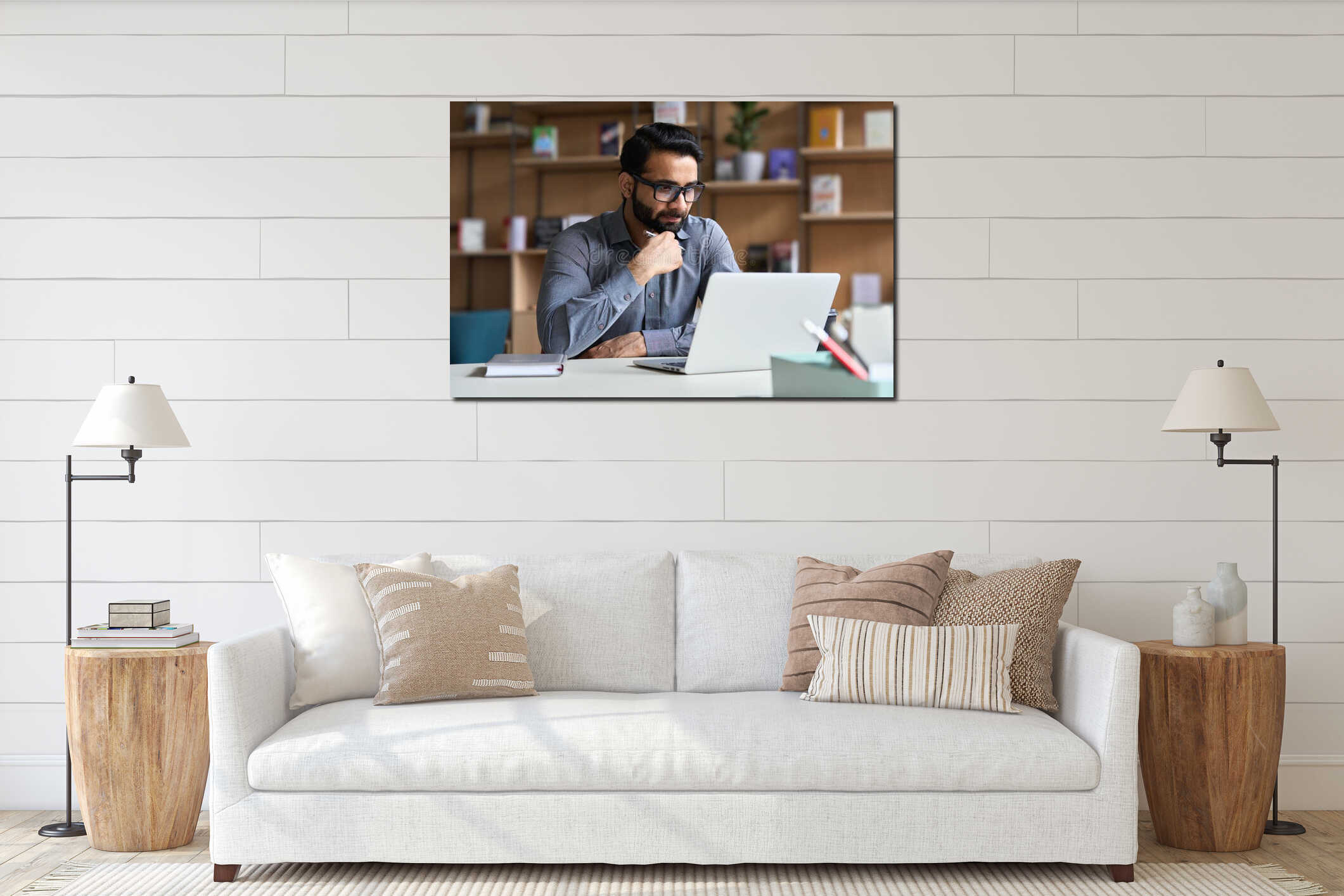 Canvas hanging interior mockup