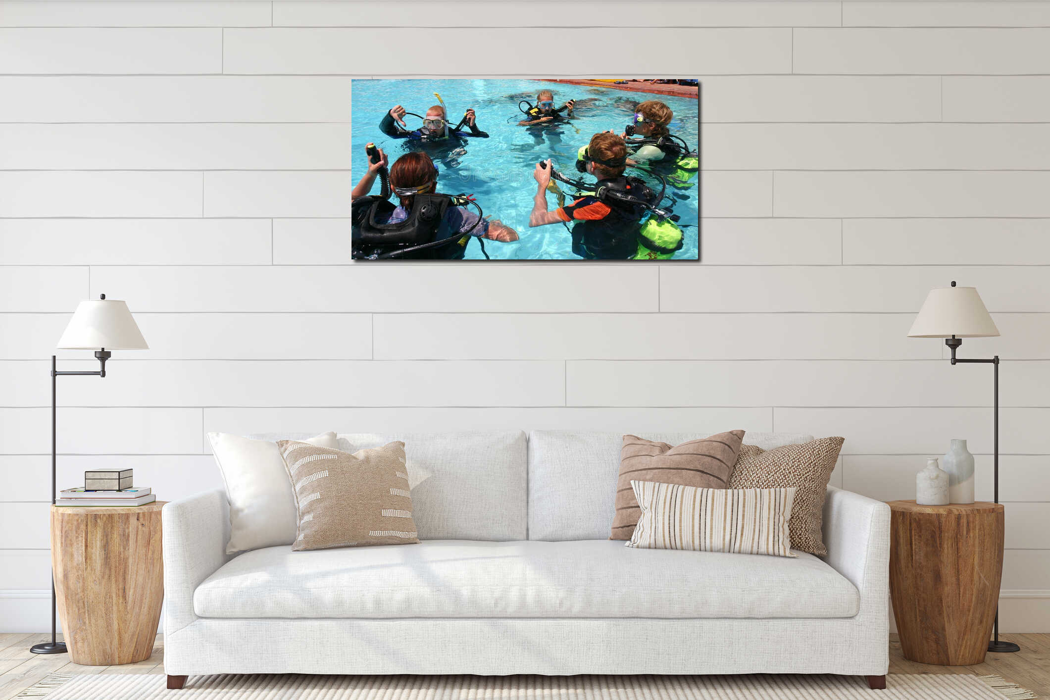 Canvas hanging interior mockup